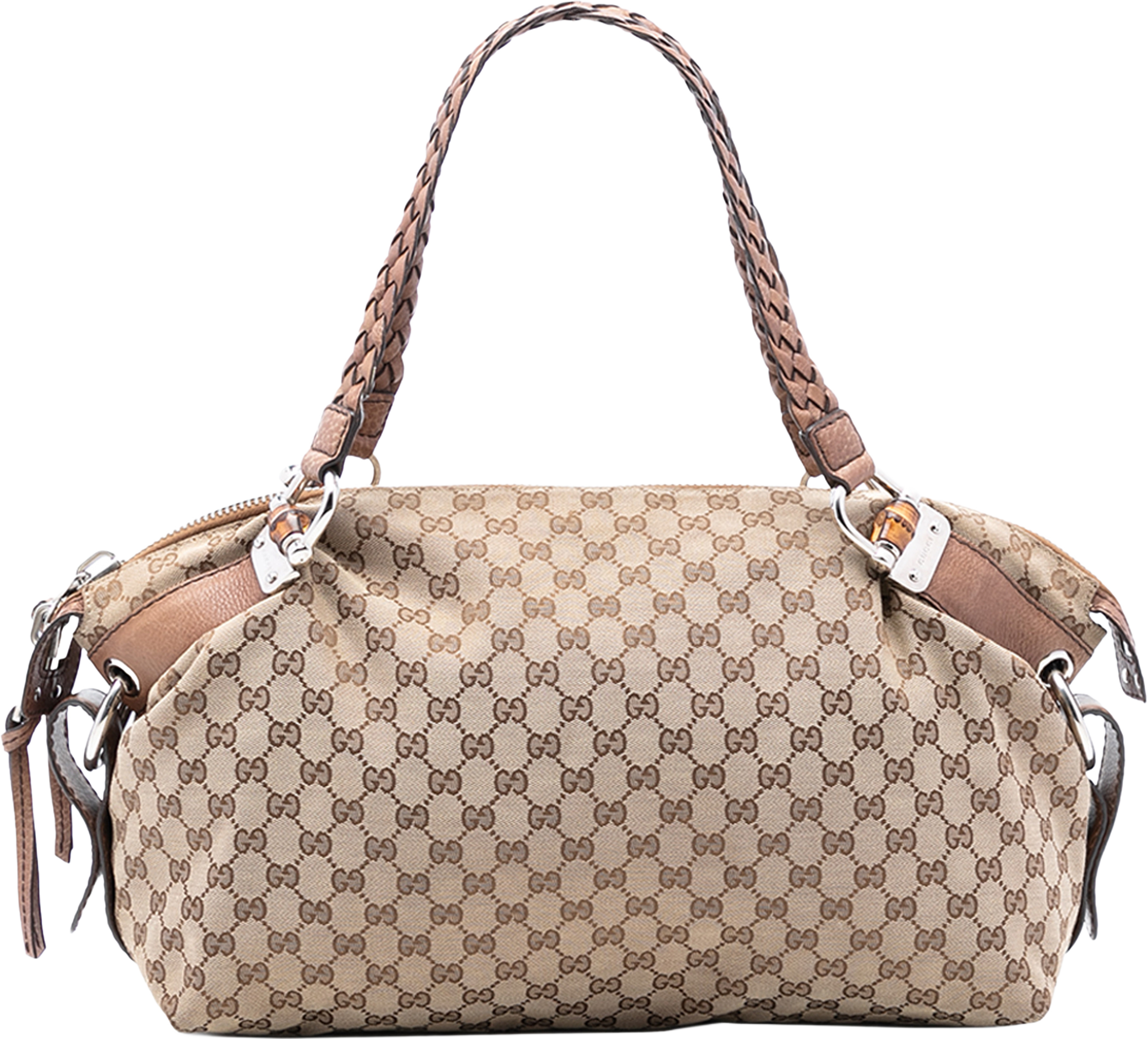 Gucci Medium Gg Canvas Bamboo Bar Tote, från Luxclusif, i färgen beige. Klicka för att öppna bilden i stort format