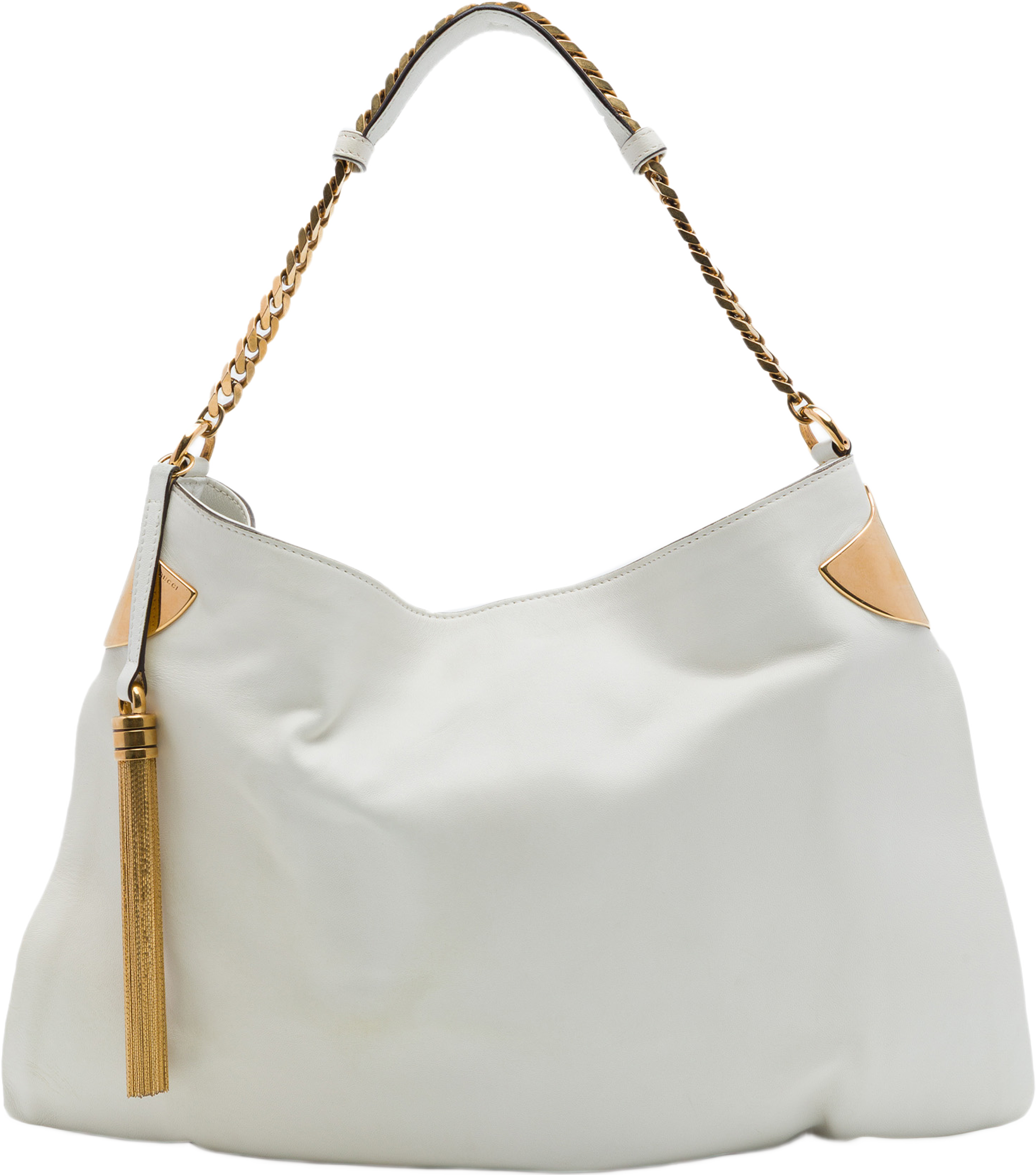 Gucci Medium Leather 1970 Hobo, från Luxclusif, i färgen vit. Klicka för att öppna bilden i stort format