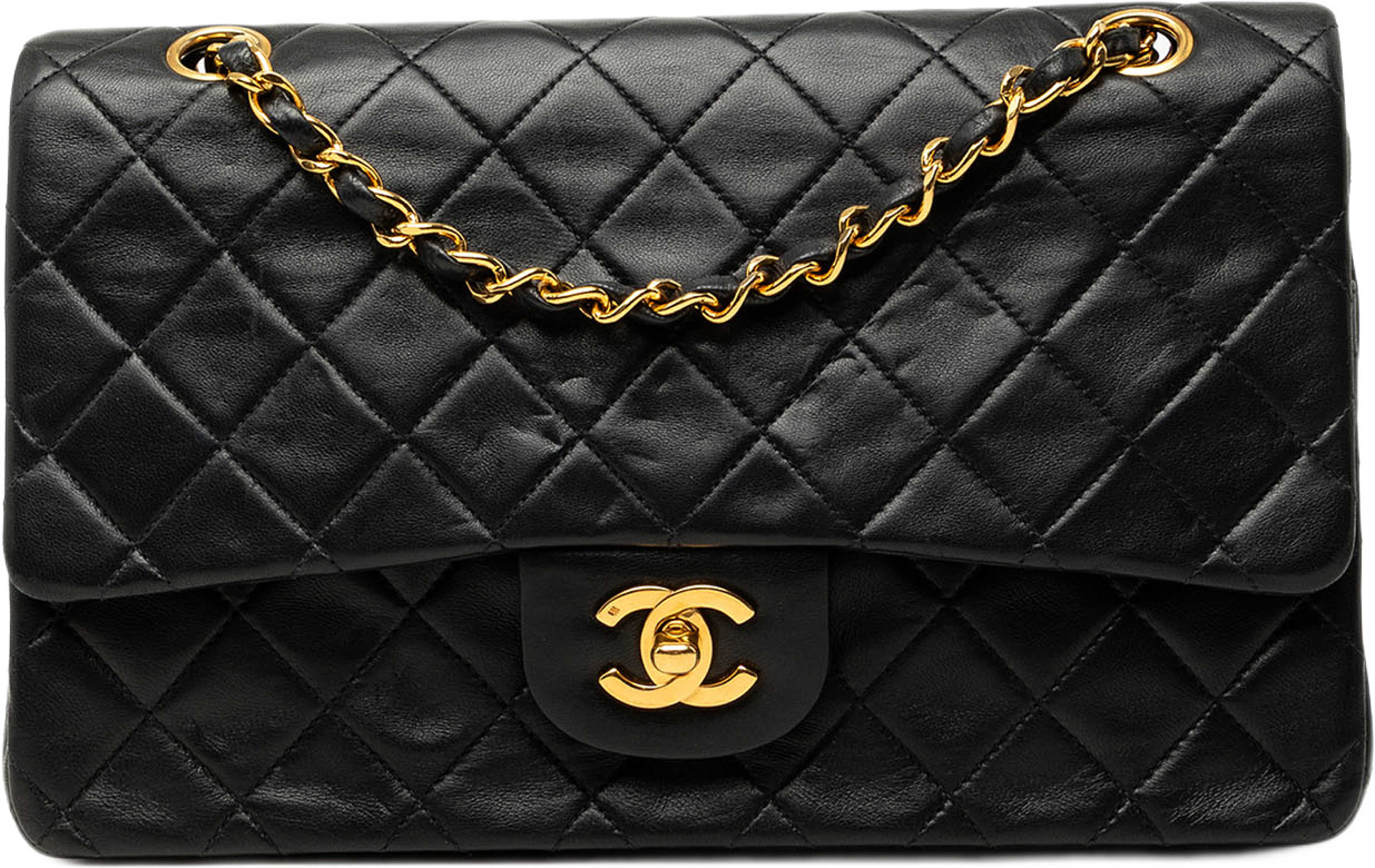 Chanel Medium Classic Lambskin Double Flap, från Luxclusif, i färgen svart. Klicka för att öppna bilden i stort format
