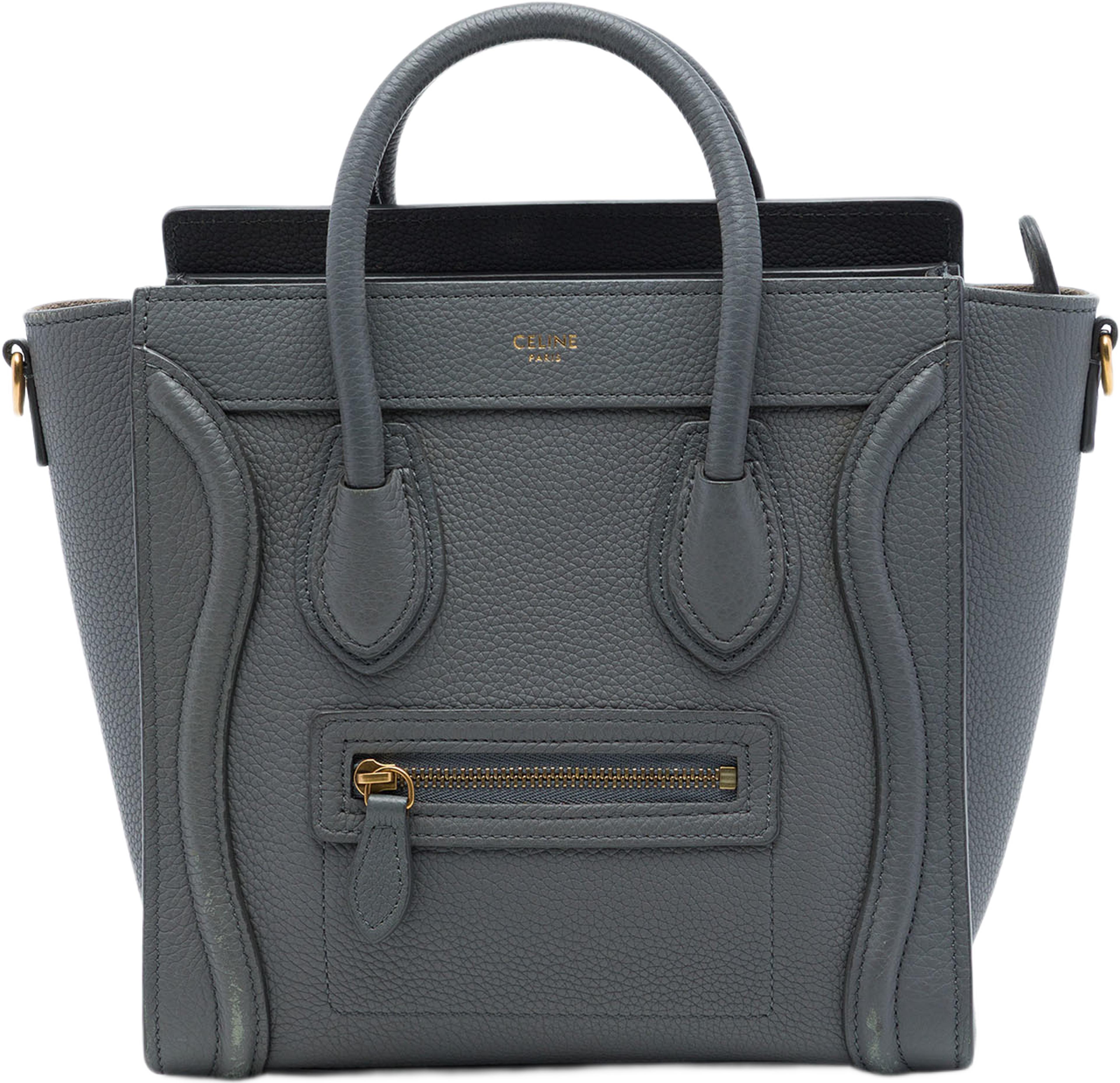 Celine Nano Grained Calfskin Luggage Tote, från Luxclusif, i färgen grå. Klicka för att öppna bilden i stort format