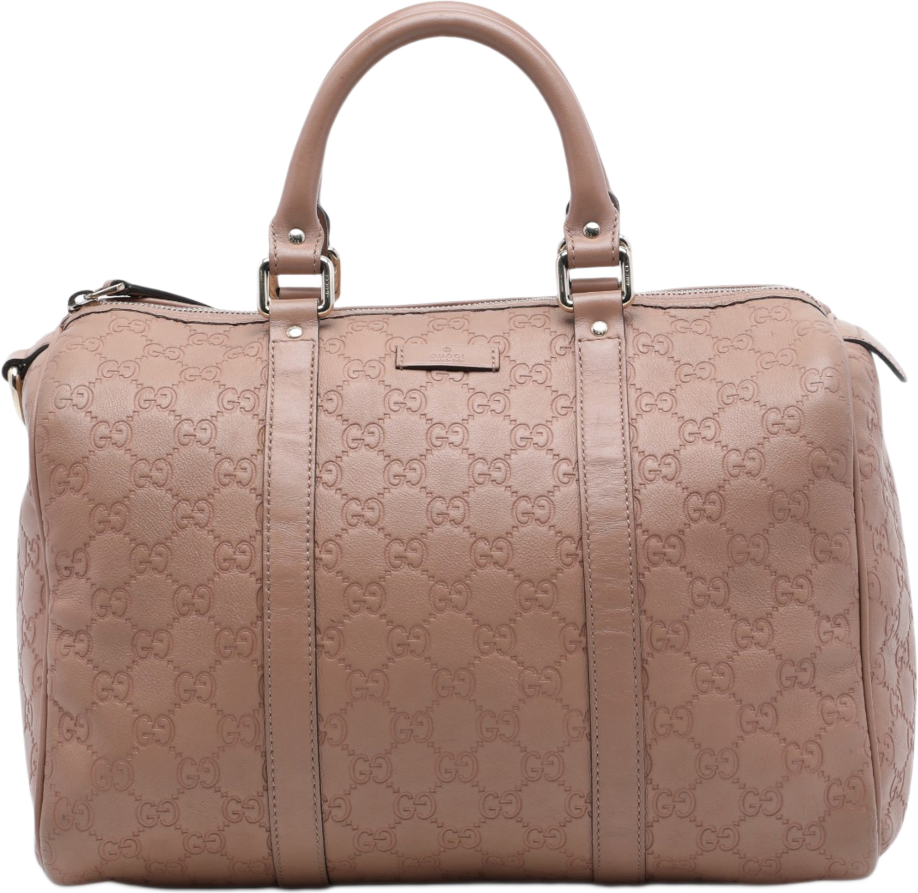 Gucci Medium Guccissima Joy Boston Bag, från Luxclusif, i färgen brun. Klicka för att öppna bilden i stort format