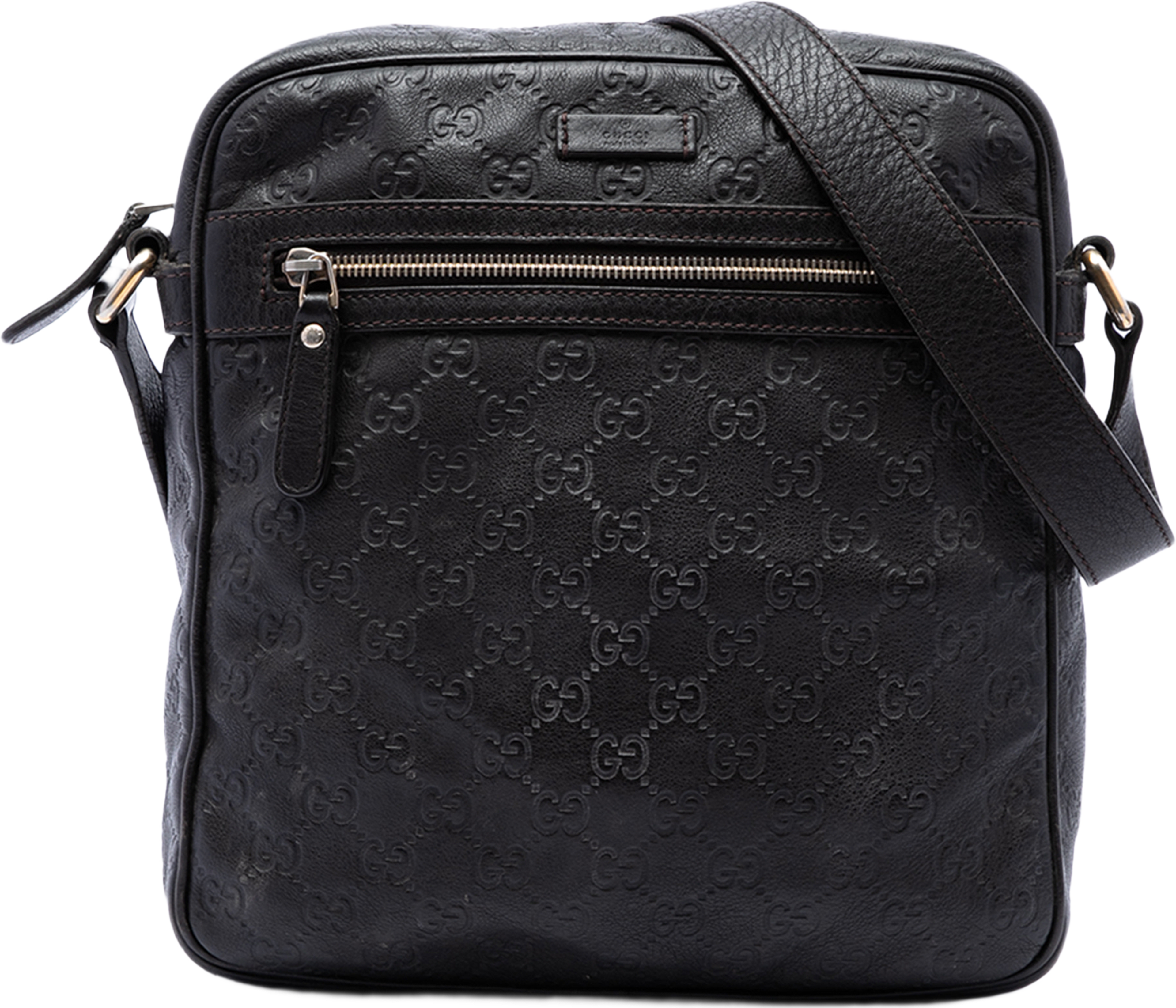 Gucci Guccissima Crossbody, från Luxclusif, i färgen brun. Klicka för att öppna bilden i stort format