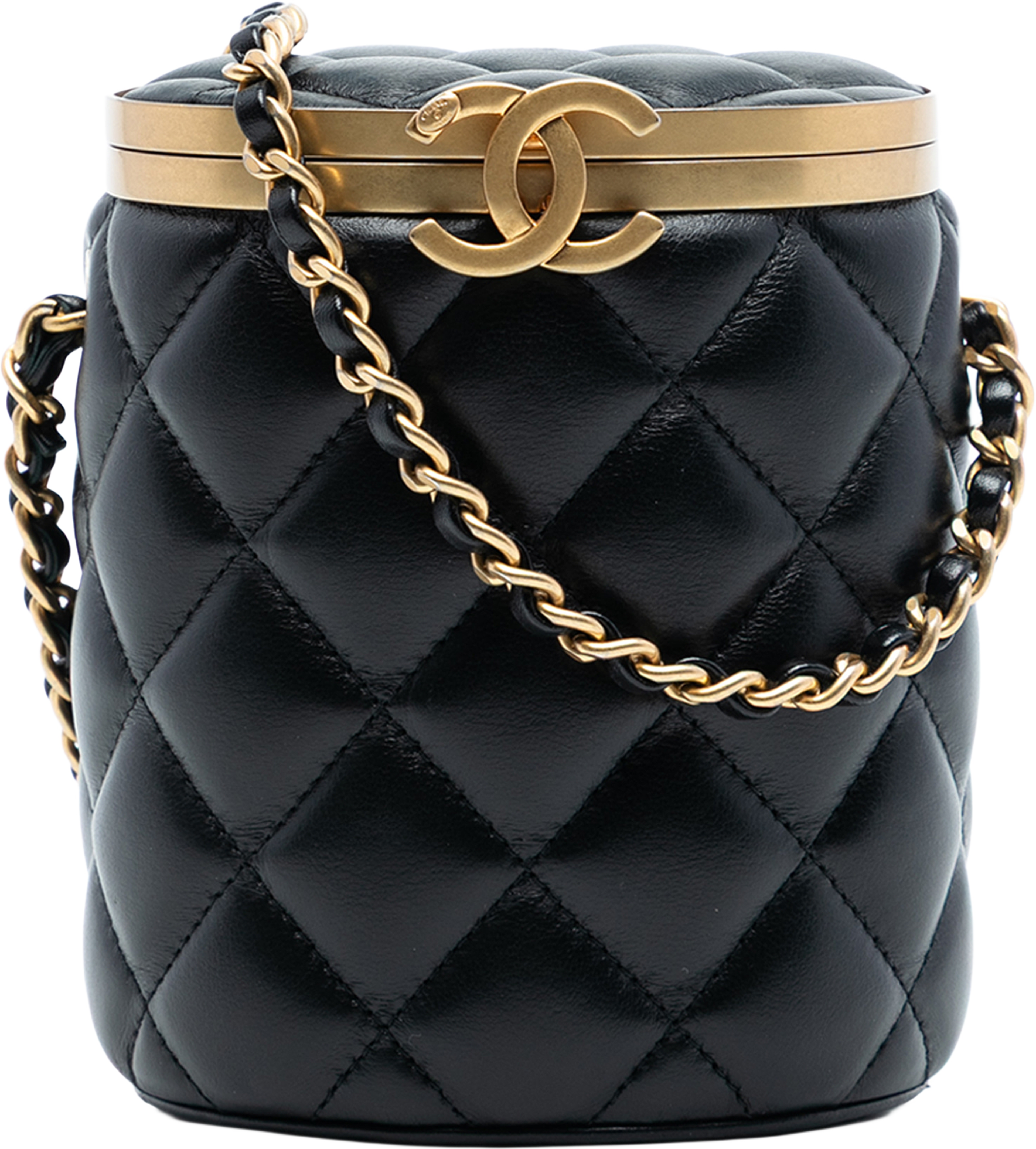 Chanel Mini Quilted Lambskin Crown Box Bag, från Luxclusif, i färgen black. Klicka för att öppna bilden i stort format