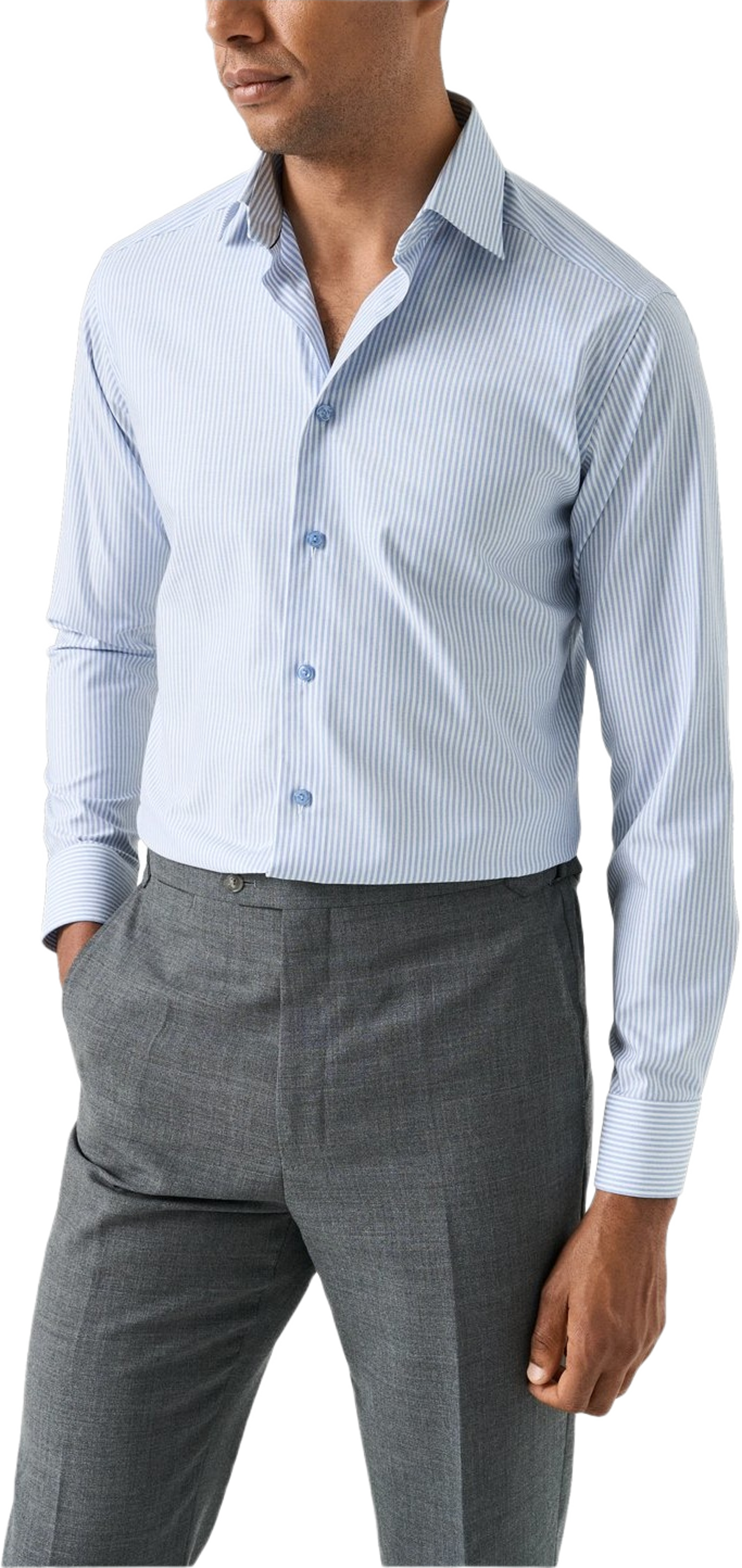 Randig Skjorta I Bomull Tencel™ Lyocell Slim Fit, från Eton, i färgen light blue.