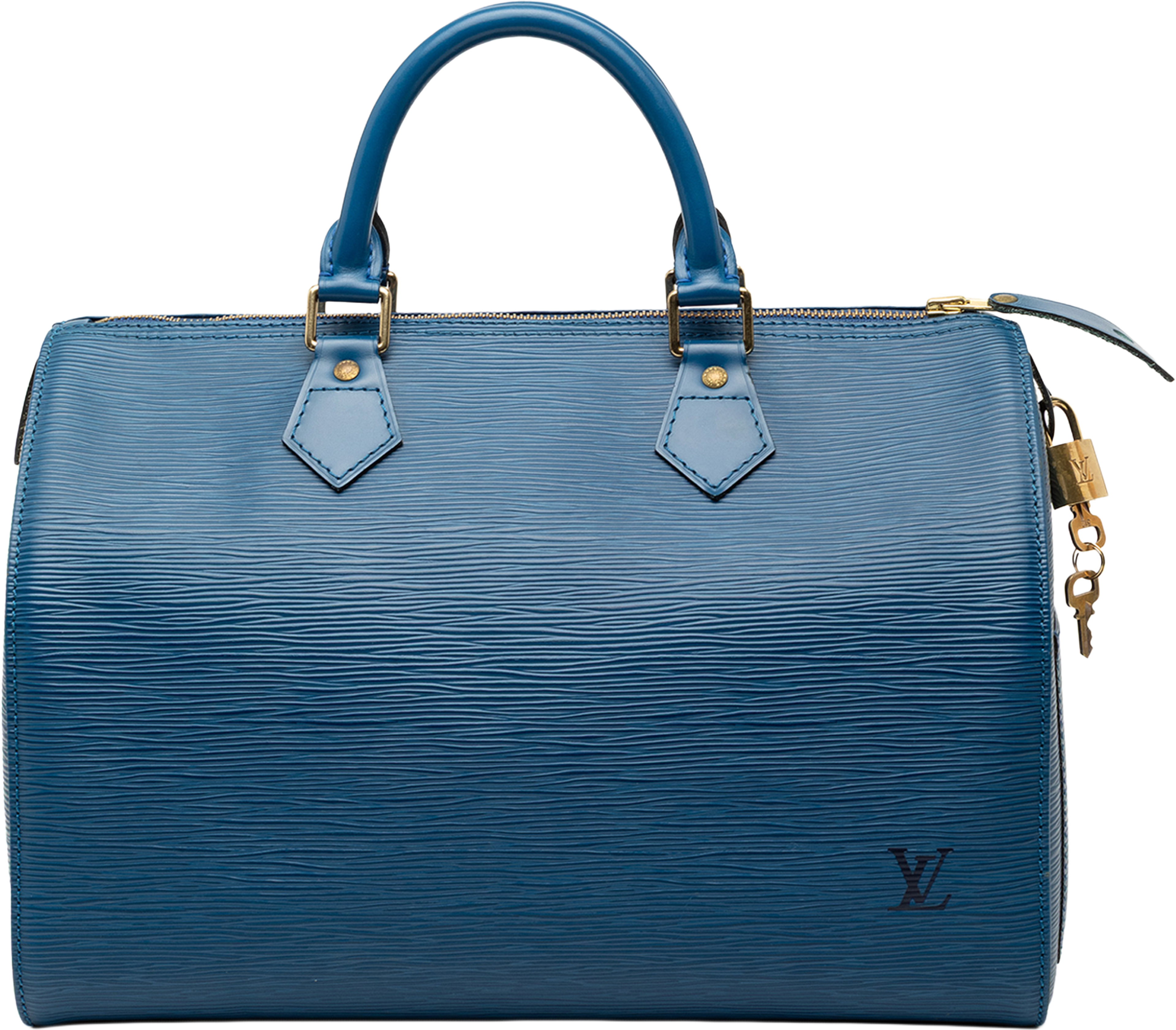 Louis Vuitton Epi Speedy 30, från Luxclusif, i färgen blue. Klicka för att öppna bilden i stort format