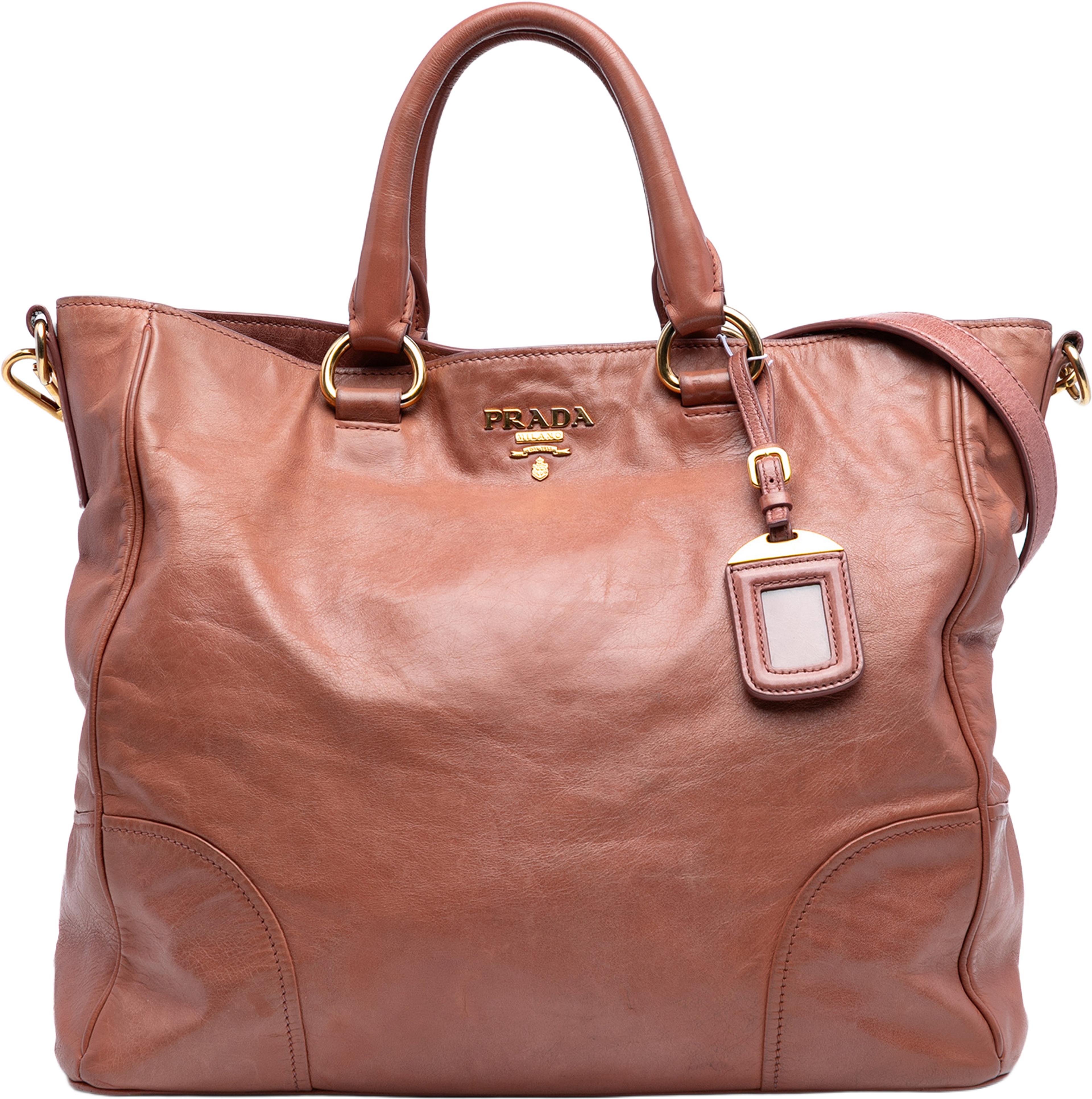 Prada Vitello Shine Satchel, från Luxclusif, i färgen brown. Klicka för att öppna bilden i stort format