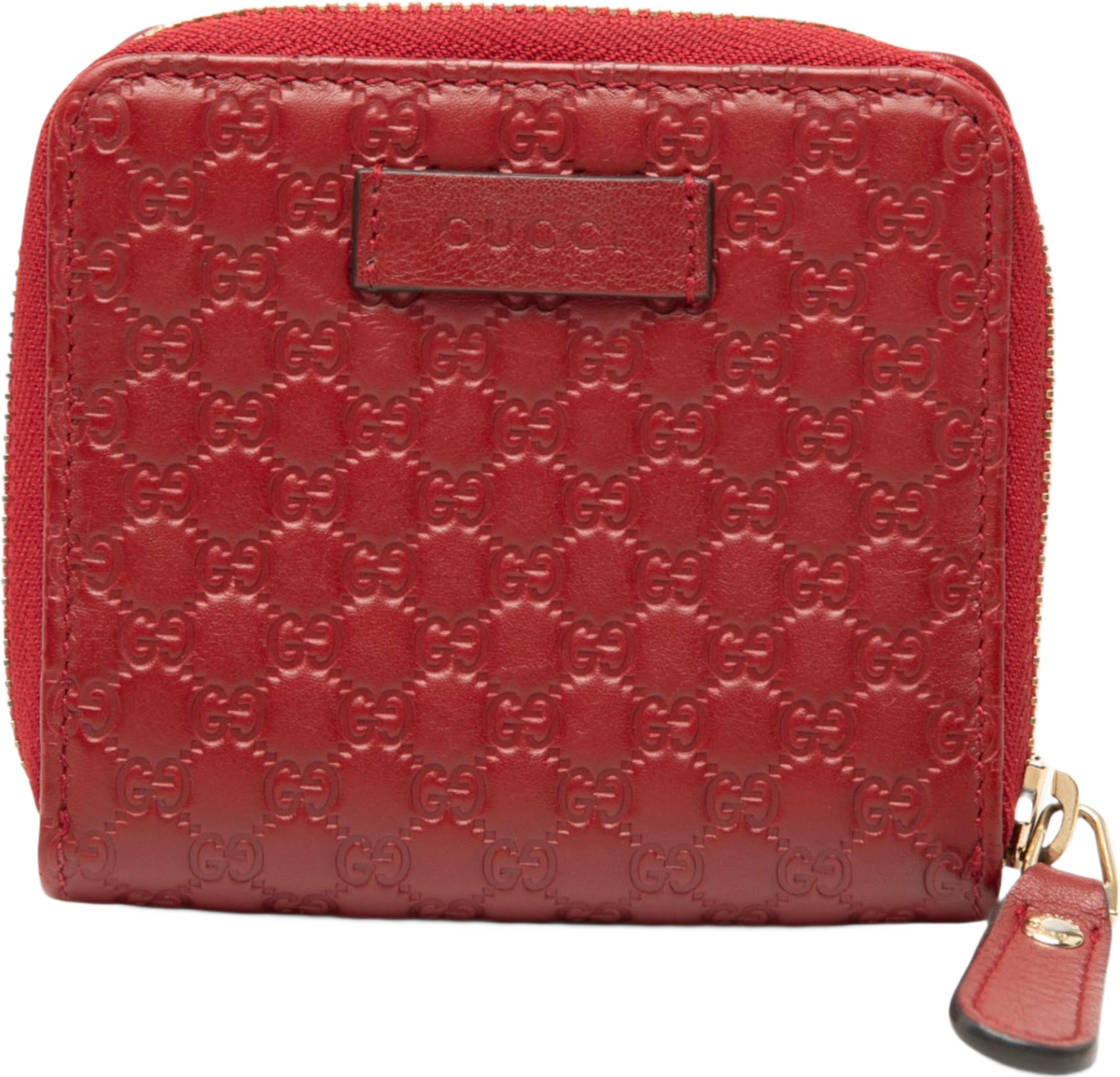 Gucci Microguccissima Zip Around Small Wallet, från Luxclusif, i färgen röd. Klicka för att öppna bilden i stort format