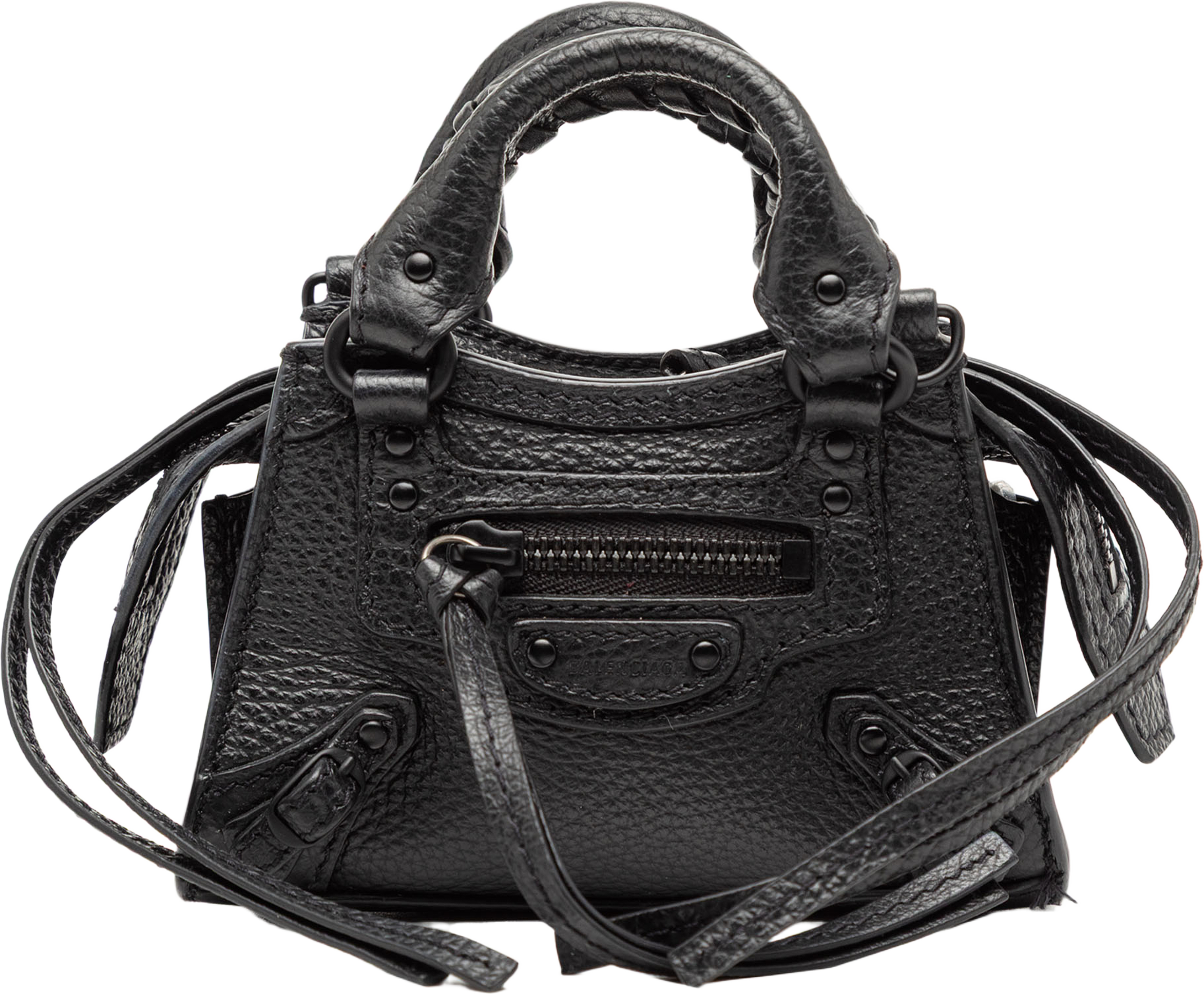 Balenciaga Super Nano Grained Calfskin Neo Classic City Satchel, från Luxclusif, i färgen black. Klicka för att öppna bilden i stort format