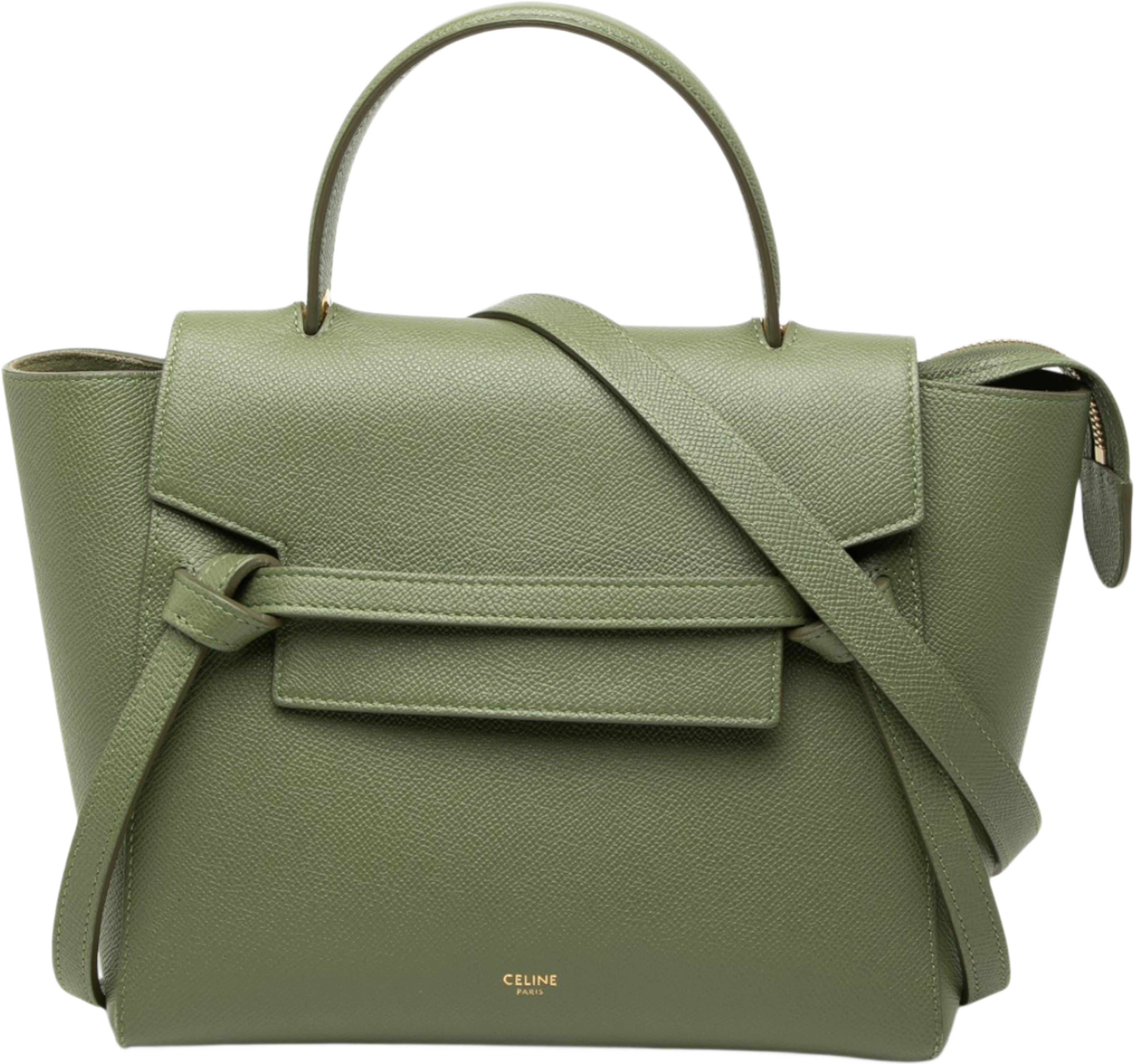 Celine Micro Grained Calfskin Belt Bag, från Luxclusif, i färgen grön. Klicka för att öppna bilden i stort format