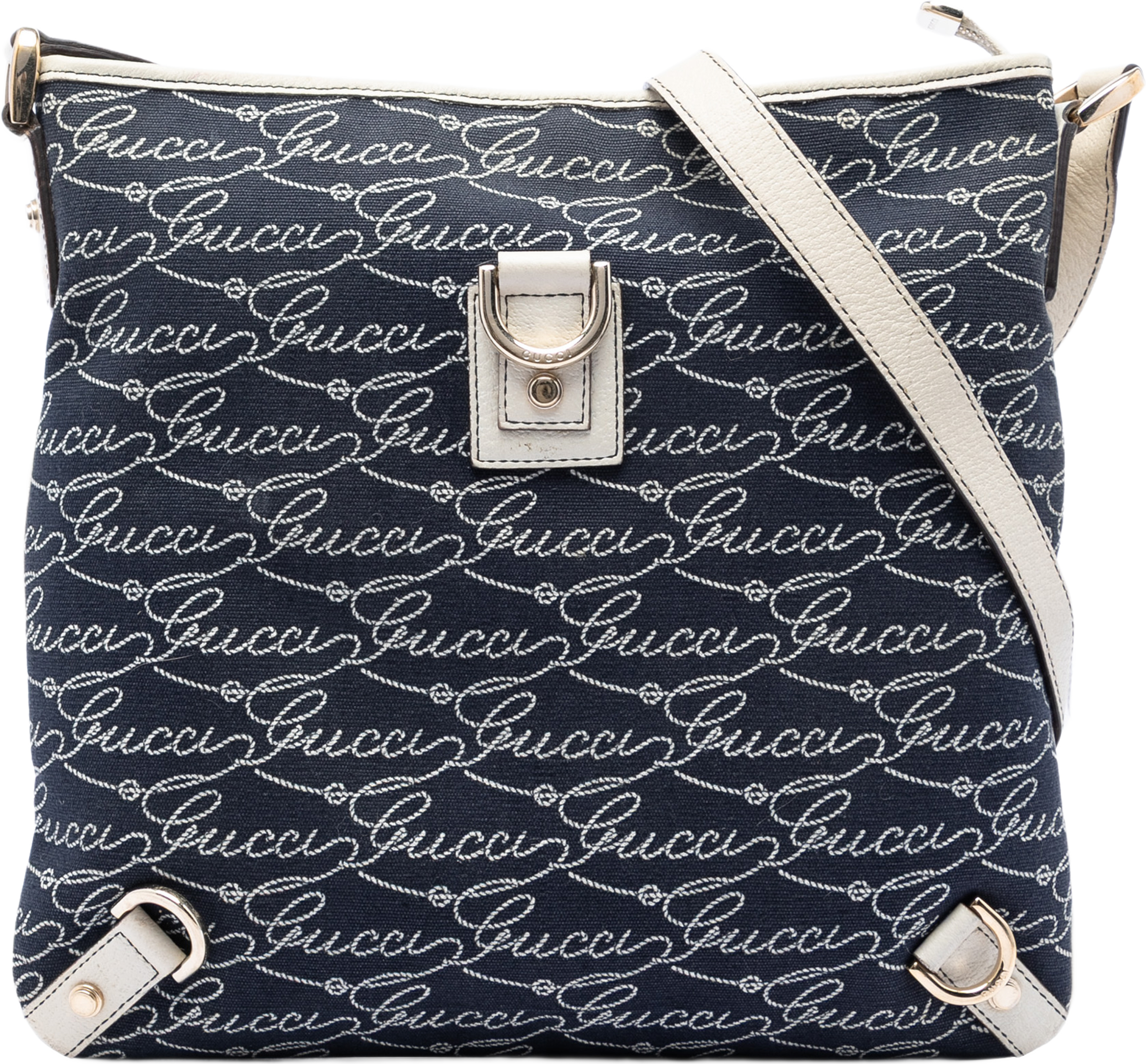 Gucci 85th Anniversary Denim Abbey D Ring Crossbody, från Luxclusif, i färgen blå. Klicka för att öppna bilden i stort format