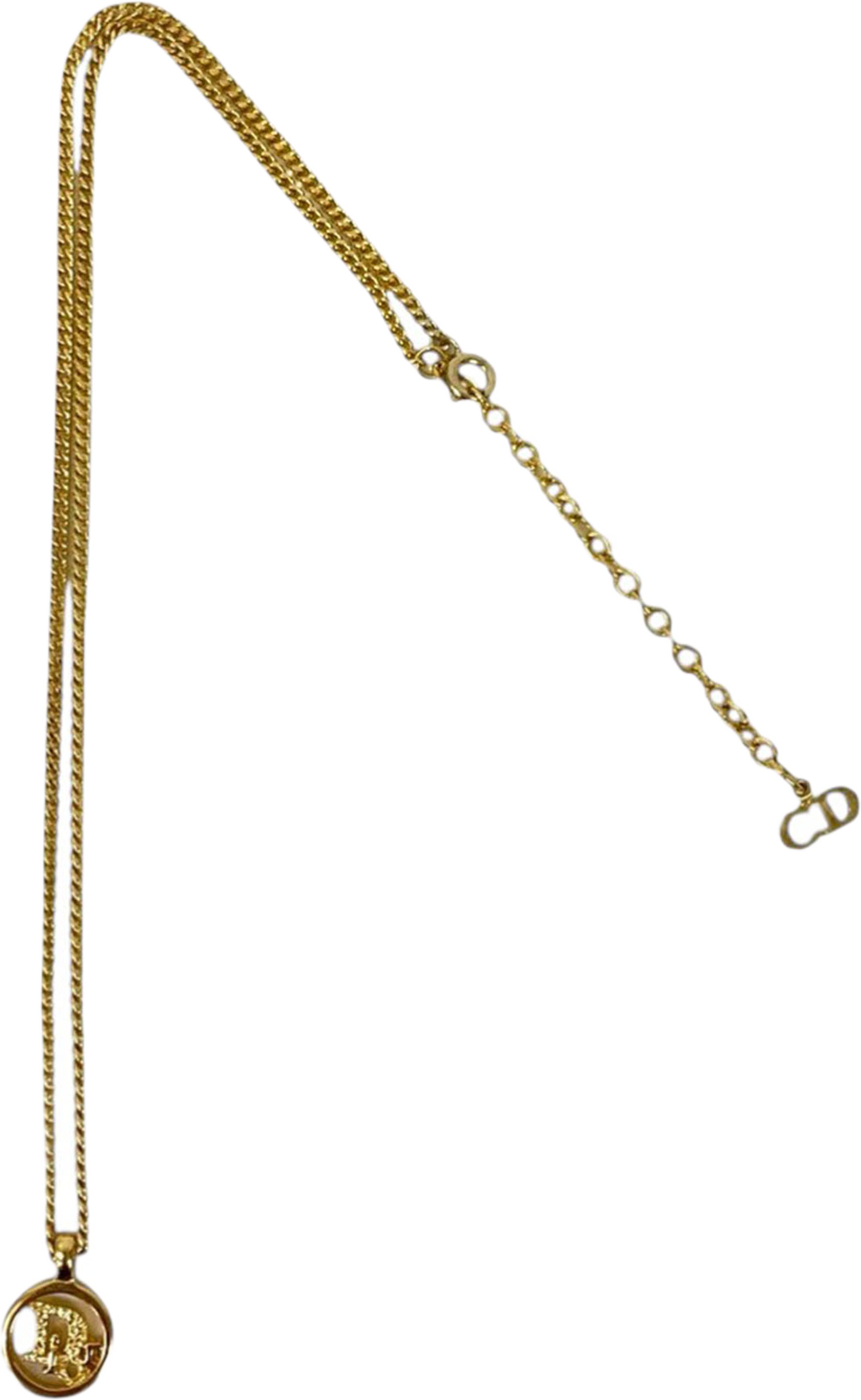 Dior Gold Plated Logo Pendant Necklace, från Luxclusif, i färgen gold. Klicka för att öppna bilden i stort format