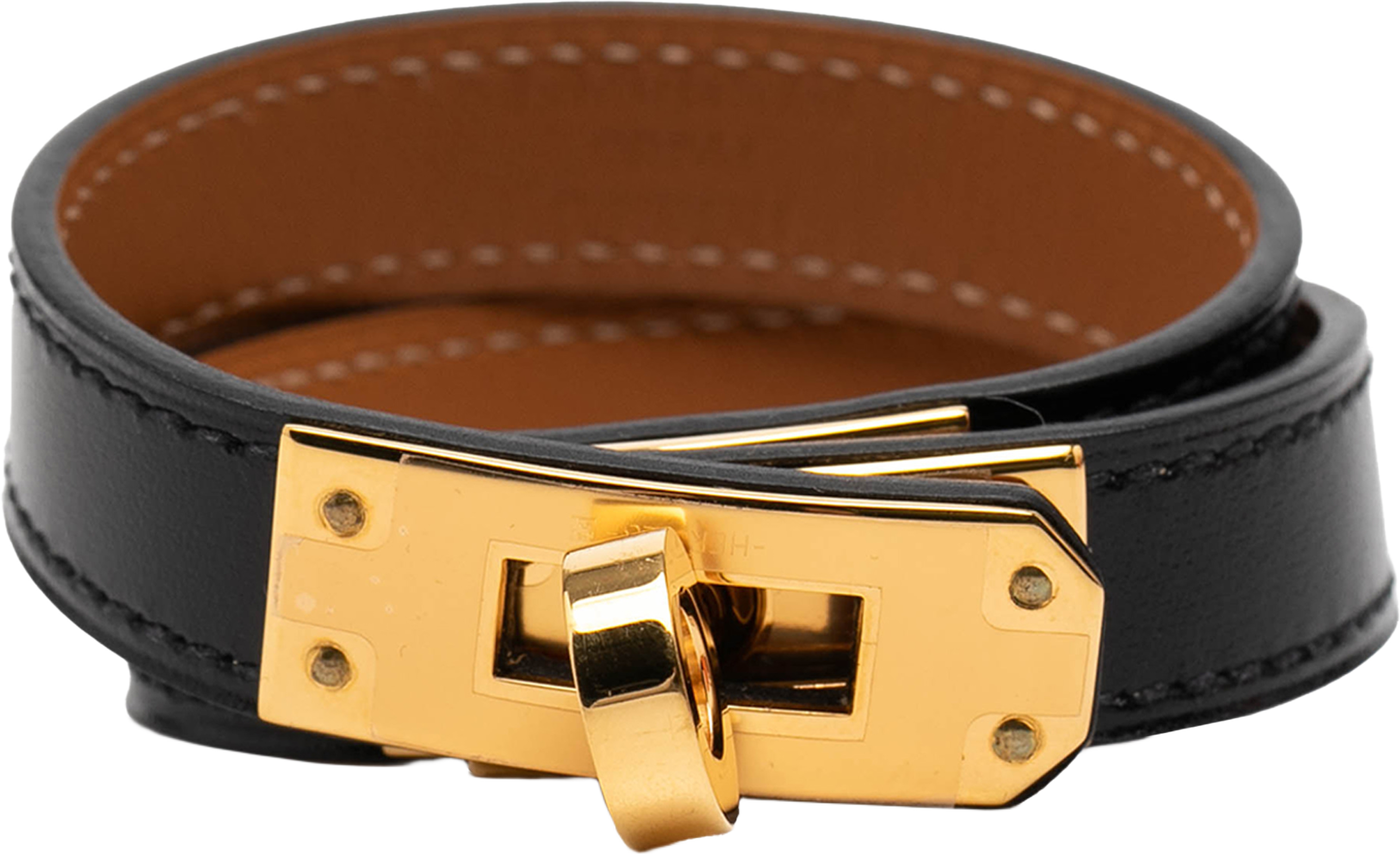 Hermès Swift Kelly Double Tour Bracelet, från Luxclusif, i färgen black. Klicka för att öppna bilden i stort format