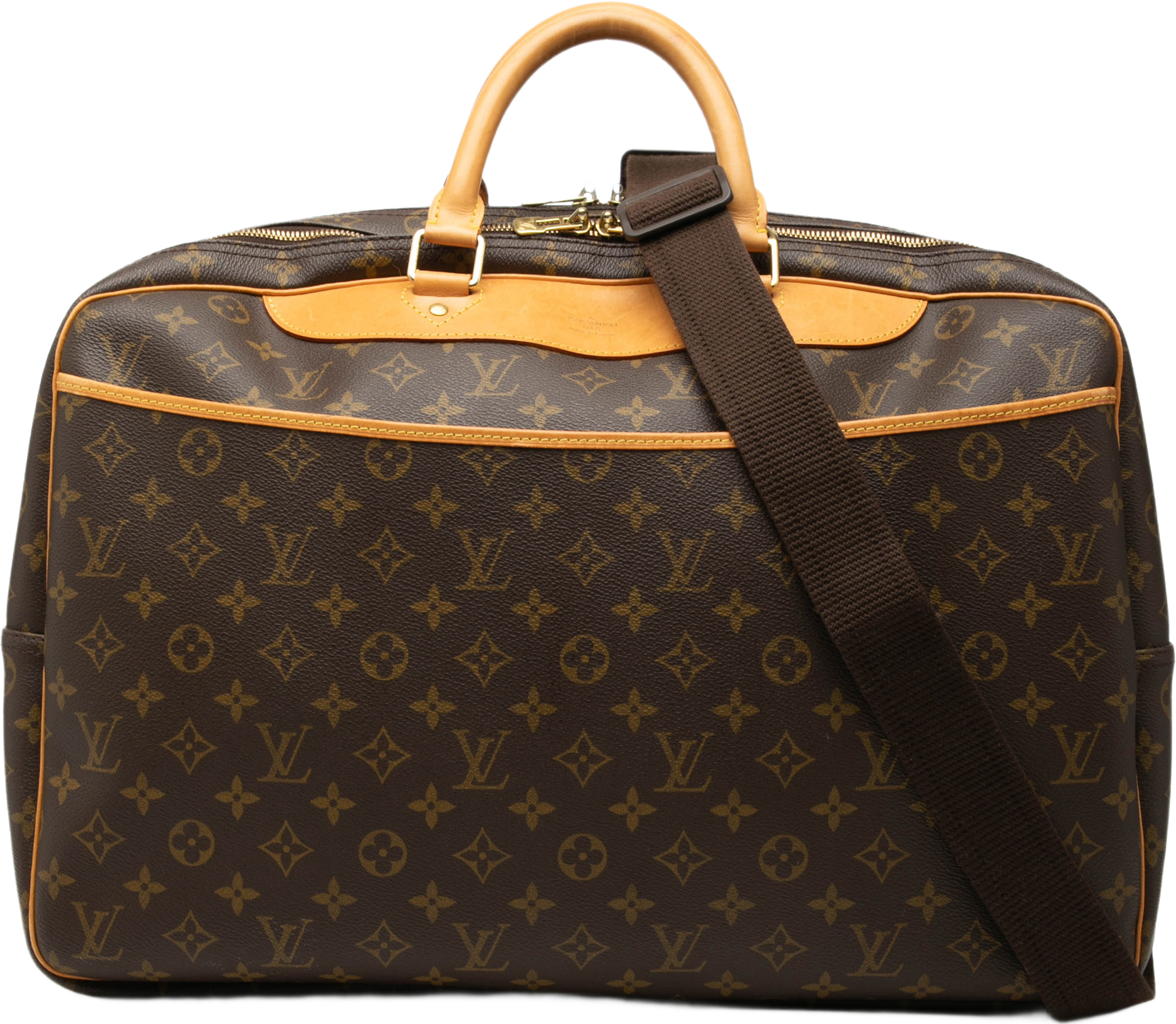 Louis Vuitton Monogram Alize 24 Heures, från Luxclusif, i färgen brun. Klicka för att öppna bilden i stort format
