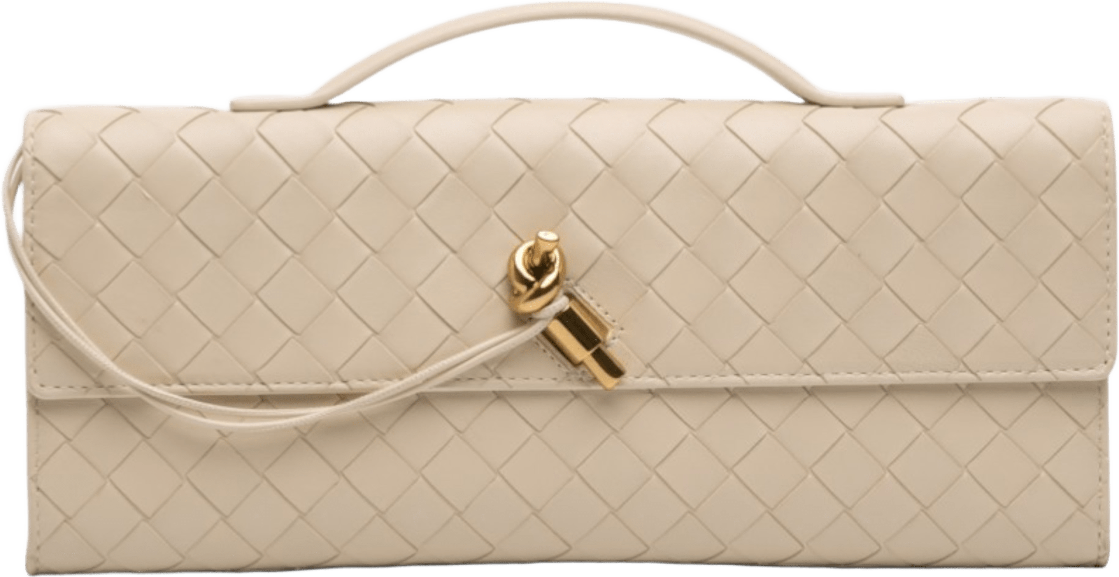 Bottega Veneta Lambskin Intrecciato Andiamo Clutch, från Luxclusif, i färgen white. Klicka för att öppna bilden i stort format
