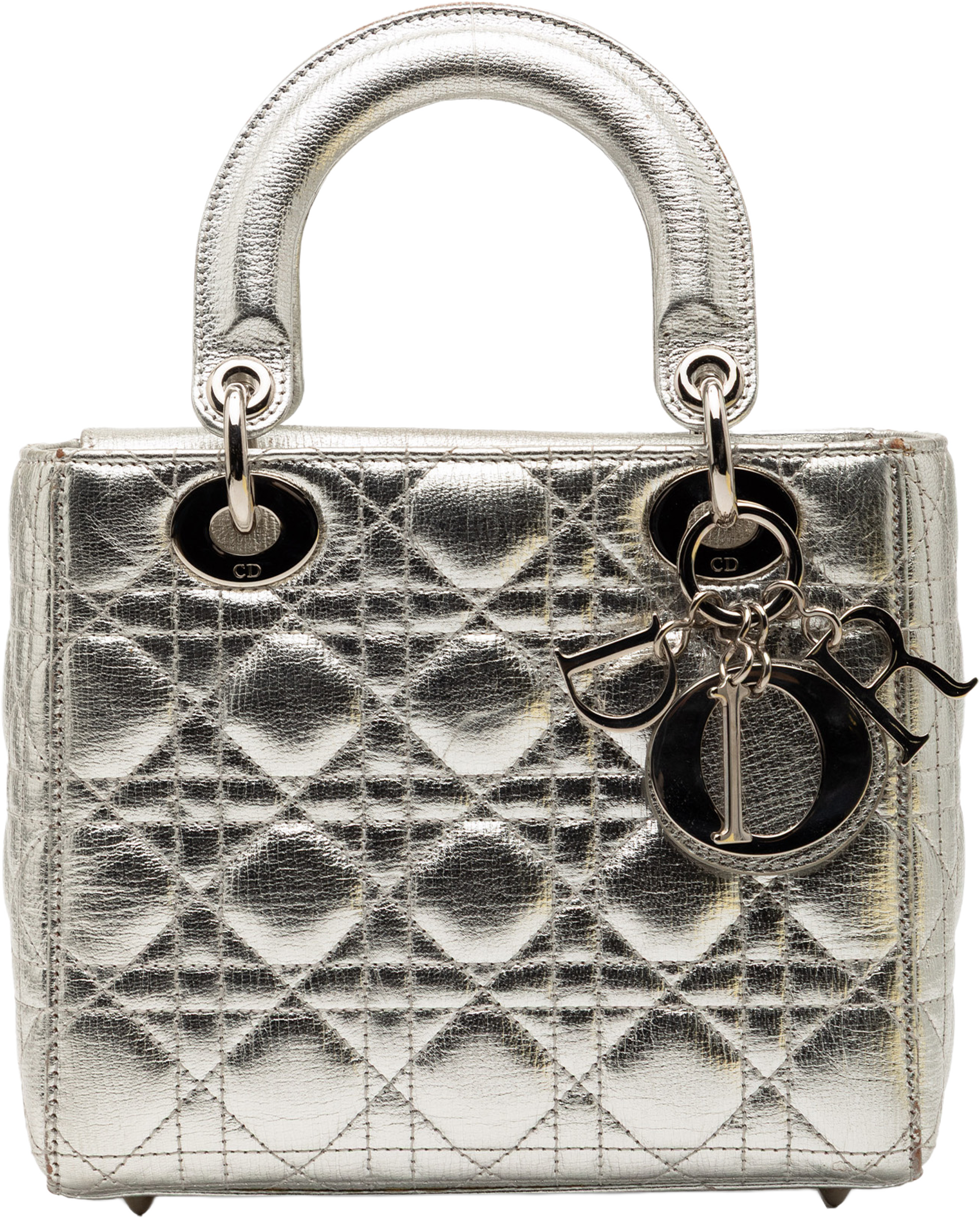 Dior Small Metallic Grained Calfskin Cannage My Abcdior Lady Dior, från Luxclusif, i färgen silver. Klicka för att öppna bilden i stort format