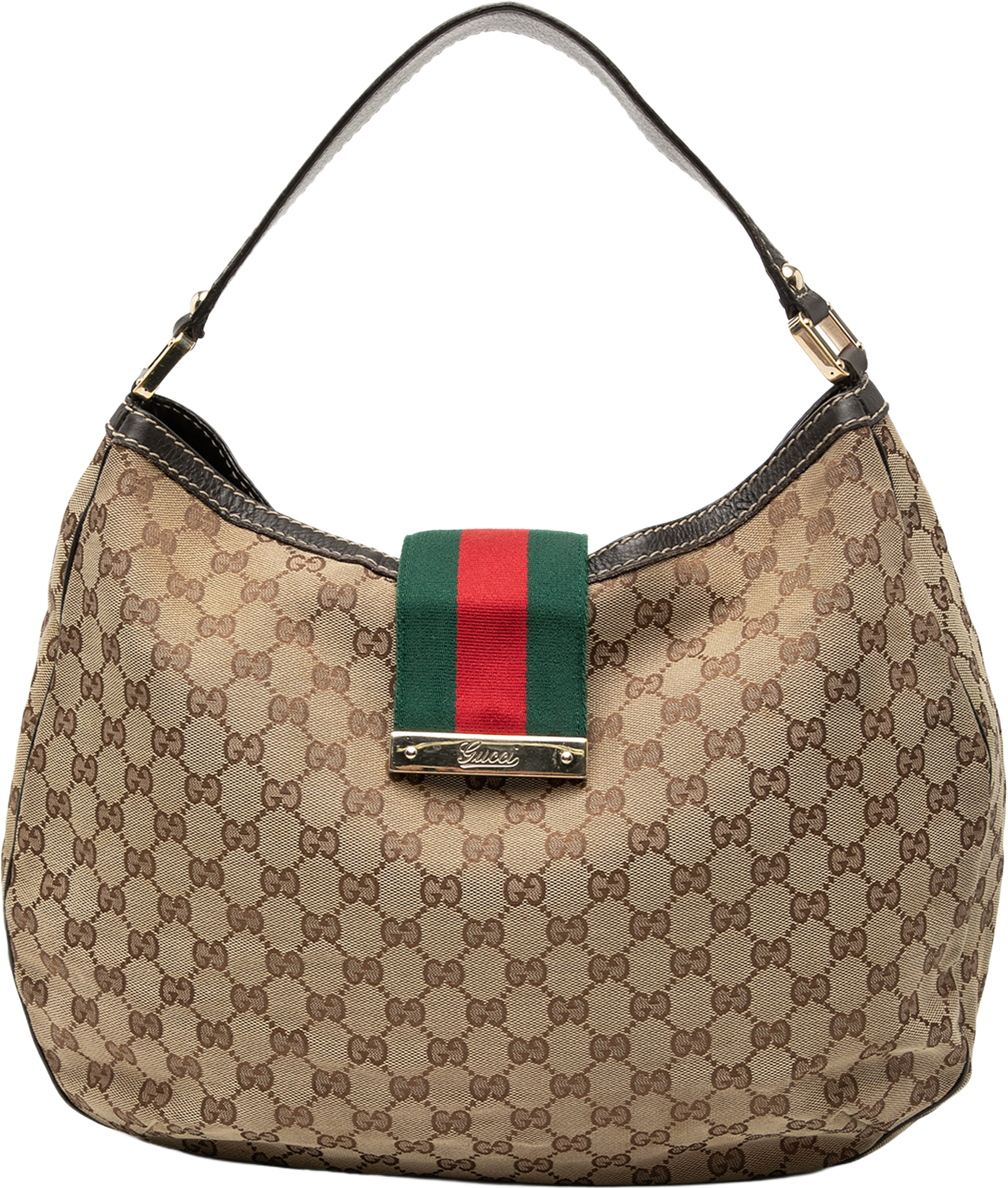 Gucci Large Gg Canvas Web New Ladies Hobo, från Luxclusif, i färgen beige. Klicka för att öppna bilden i stort format