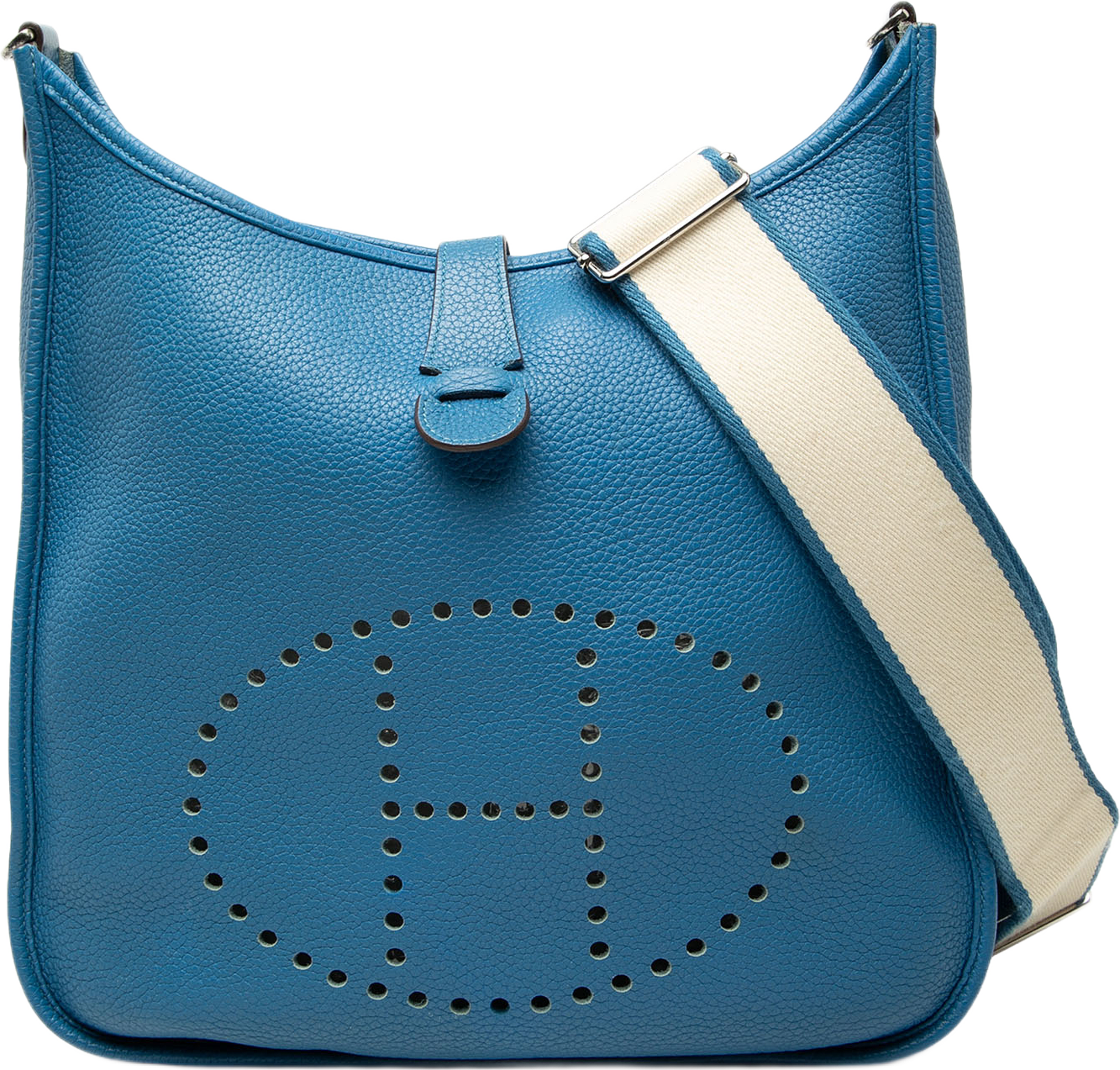Hermès Clemence Evelyne Iii 33, från Luxclusif, i färgen blå. Klicka för att öppna bilden i stort format