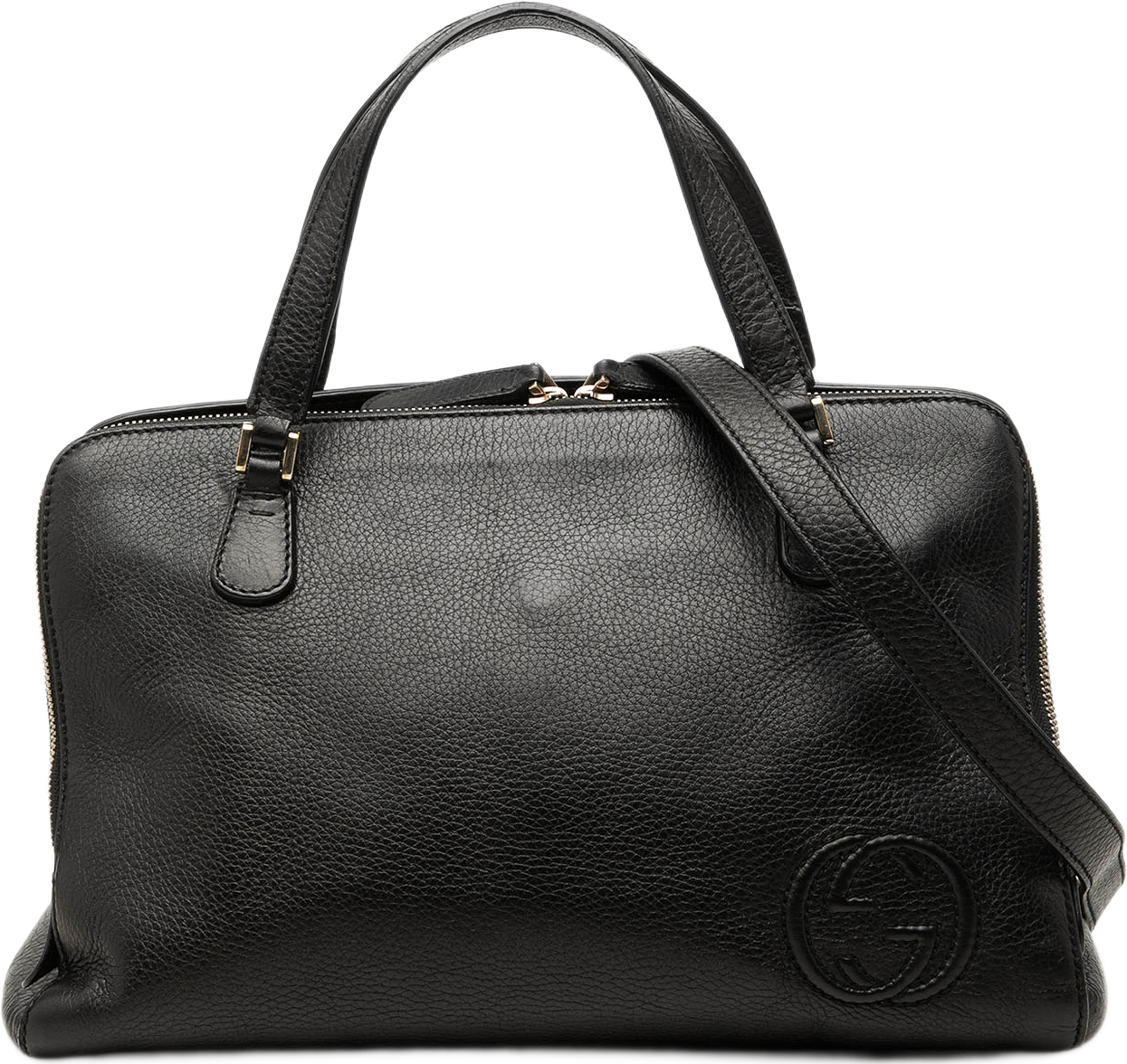 Gucci Pebbled Calfskin Soho Working Satchel, från Luxclusif, i färgen svart. Klicka för att öppna bilden i stort format