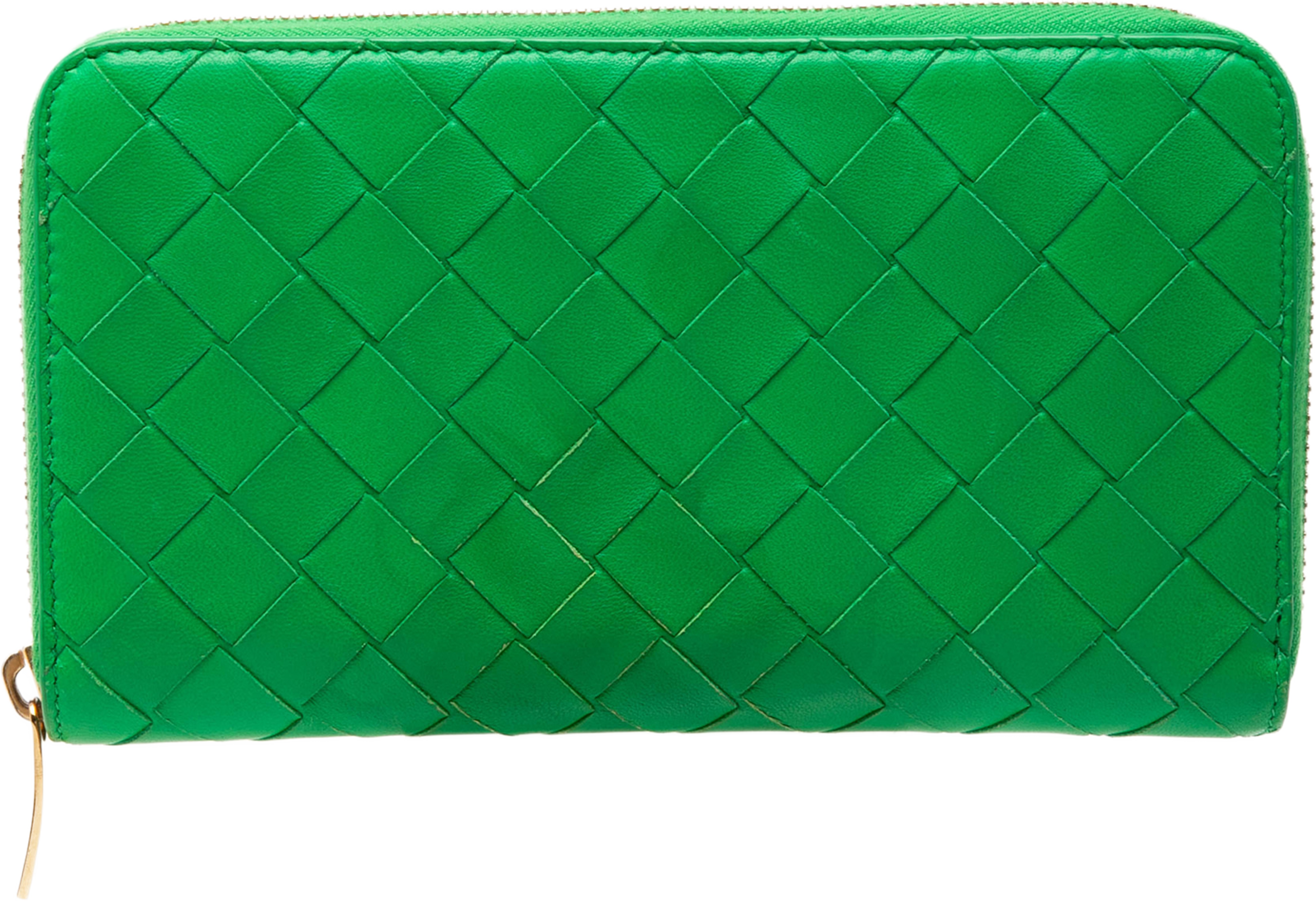 Bottega Veneta Nappa Intrecciato Zip Around Wallet, från Luxclusif, i färgen green. Klicka för att öppna bilden i stort format