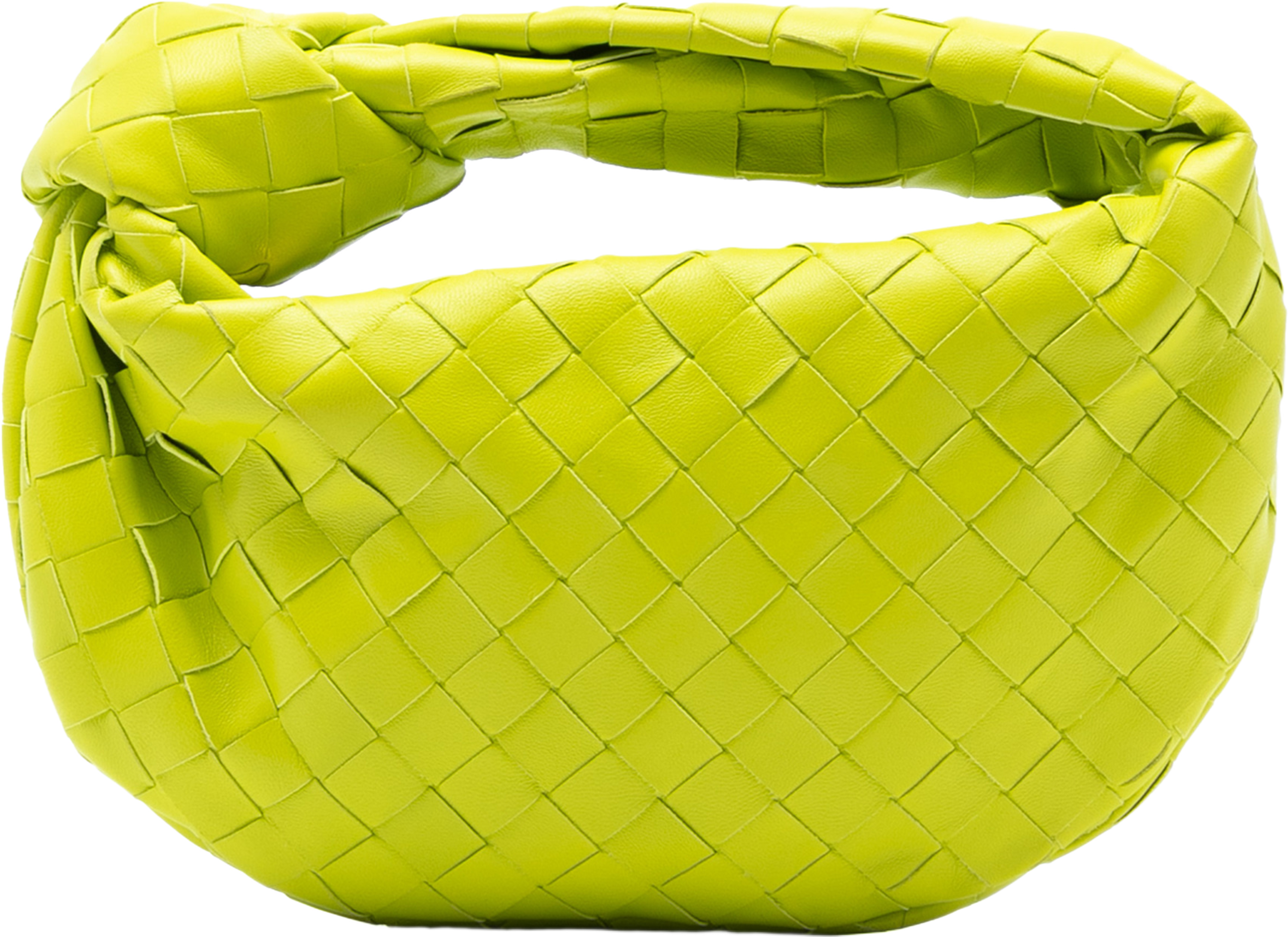 Bottega Veneta Mini Nappa Intrecciato Jodie, från Luxclusif, i färgen lime. Klicka för att öppna bilden i stort format