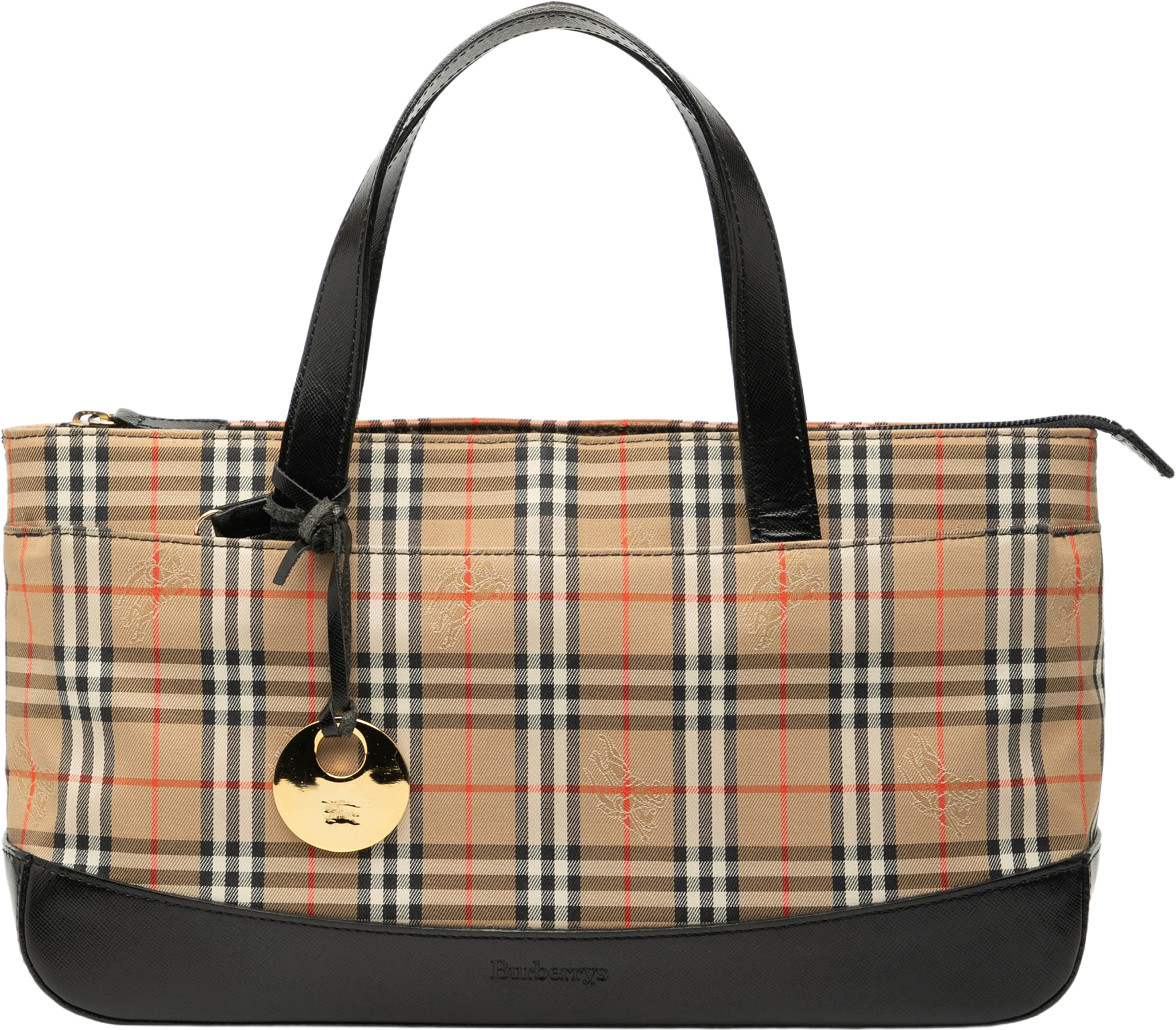 Burberry Haymarket Check Canvas Tote, från Luxclusif, i färgen beige. Klicka för att öppna bilden i stort format