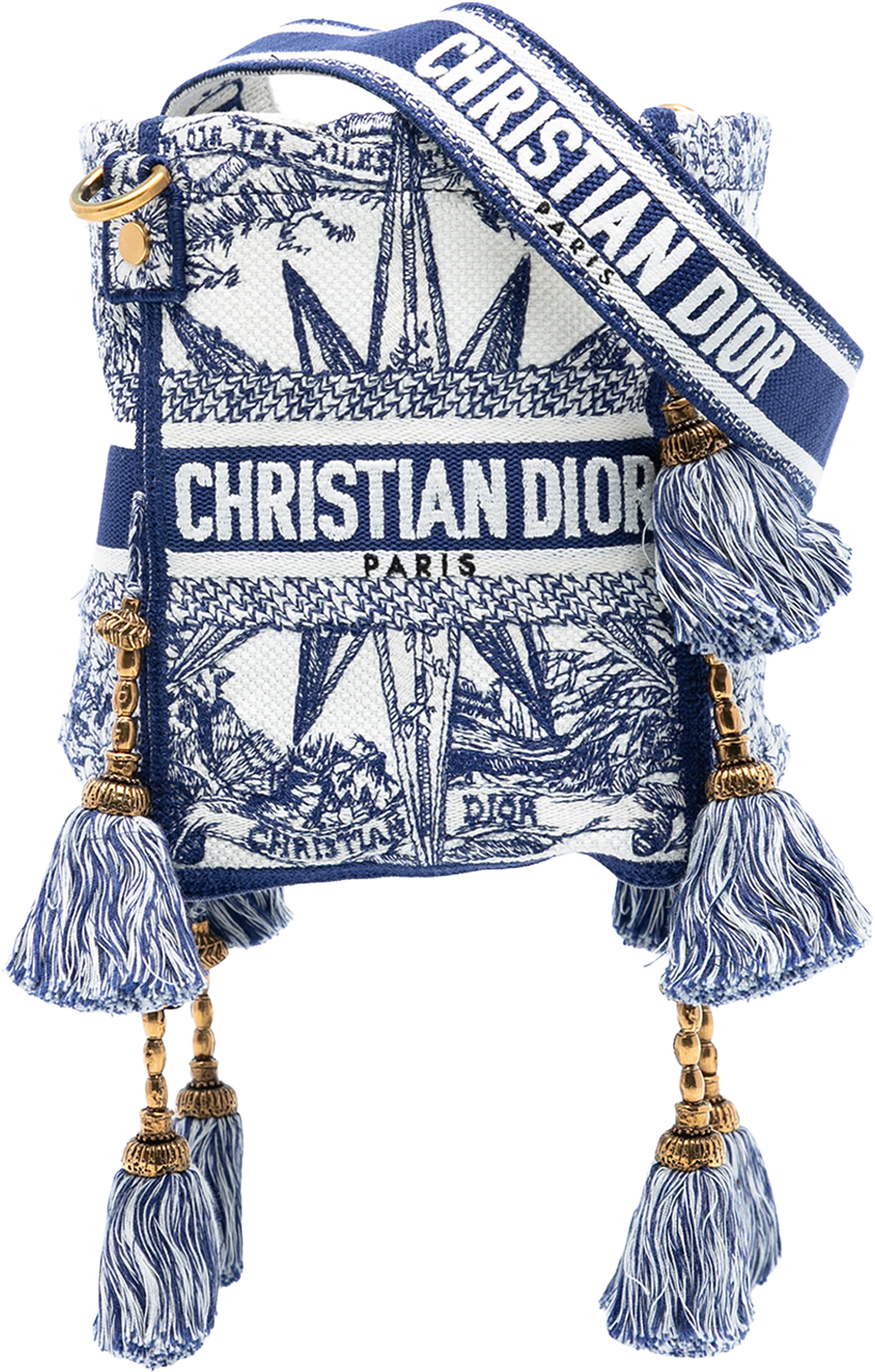 Dior Canvas Embroidered Reve D Infini D Bubble Bucket Bag, från Luxclusif, i färgen blue. Klicka för att öppna bilden i stort format