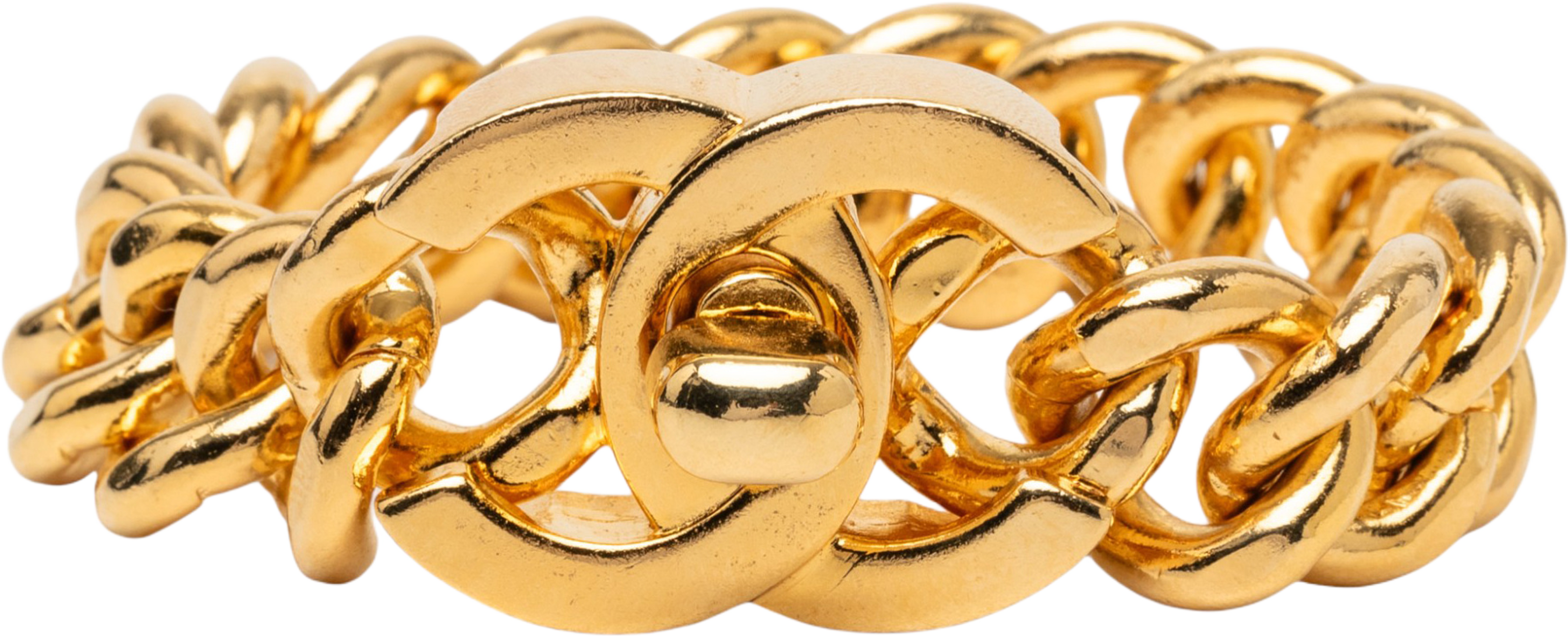Chanel Gold Plated Cc Turn Lock Bracelet, från Luxclusif, i färgen gold. Klicka för att öppna bilden i stort format