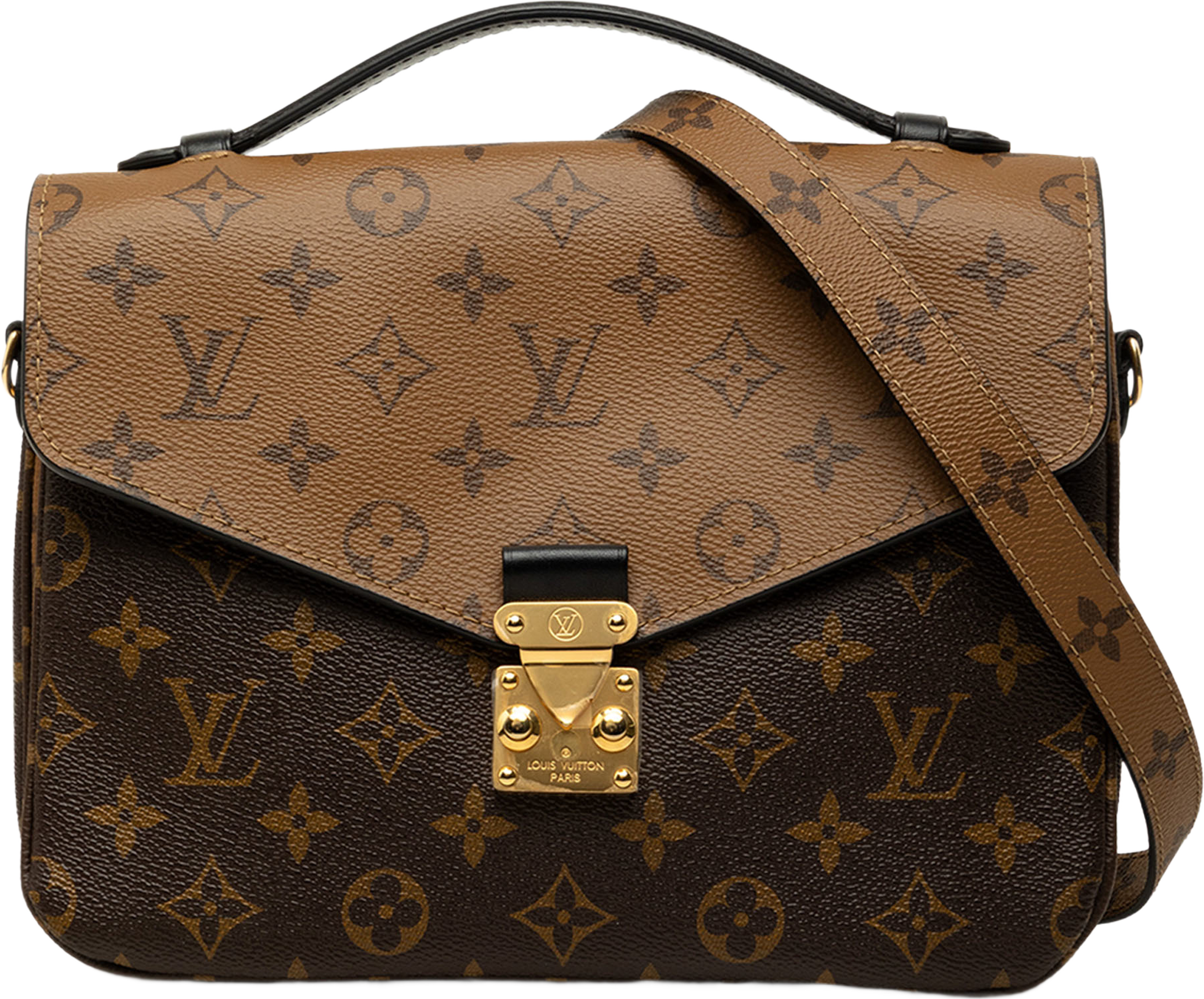Louis Vuitton Monogram Reverse Pochette Metis, från Luxclusif, i färgen brun. Klicka för att öppna bilden i stort format
