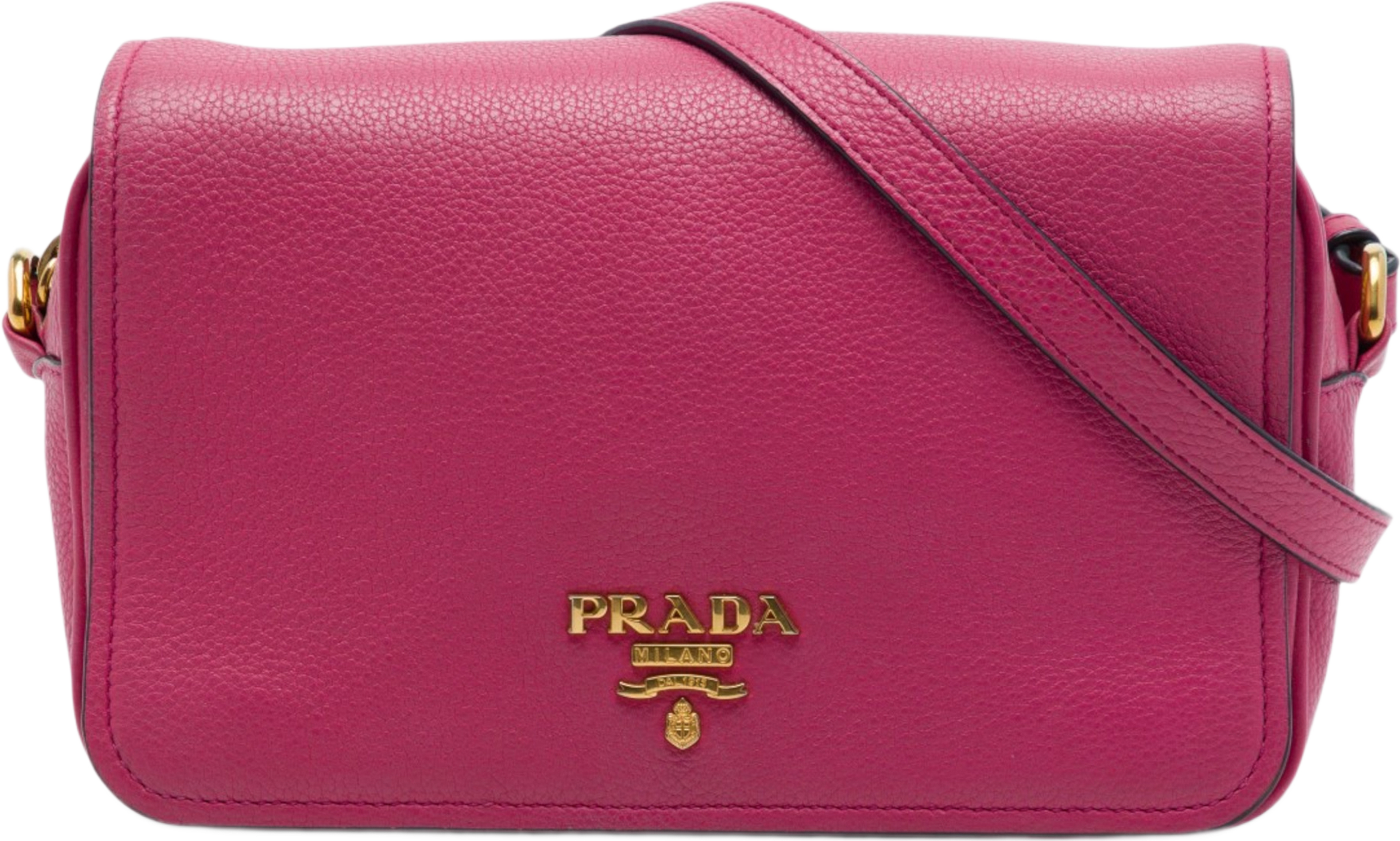 Prada Vitello Phenix Flap Crossbody, från Luxclusif, i färgen rosa. Klicka för att öppna bilden i stort format