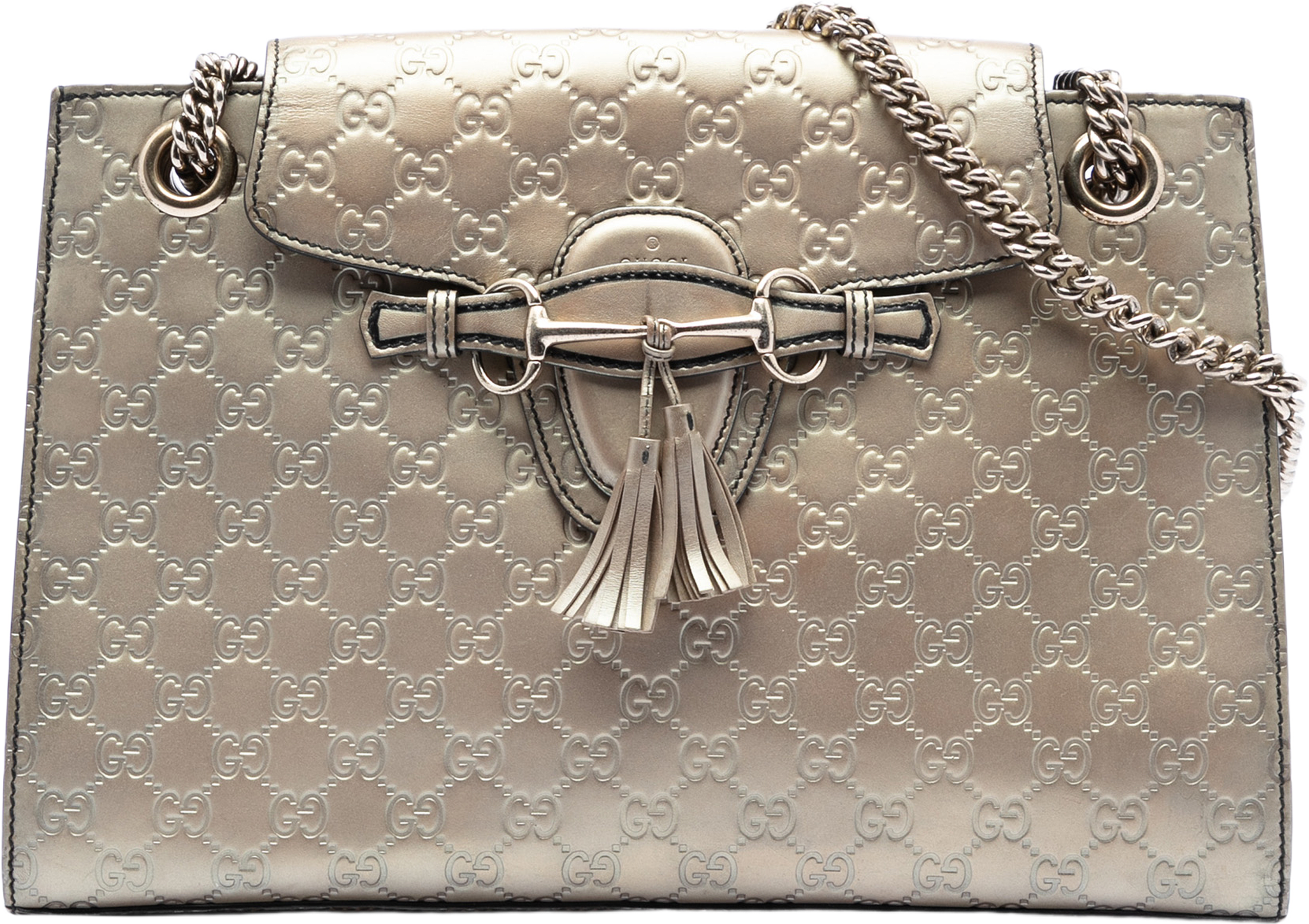 Gucci Large Guccissima Emily Shoulder Bag, från Luxclusif, i färgen light gold. Klicka för att öppna bilden i stort format