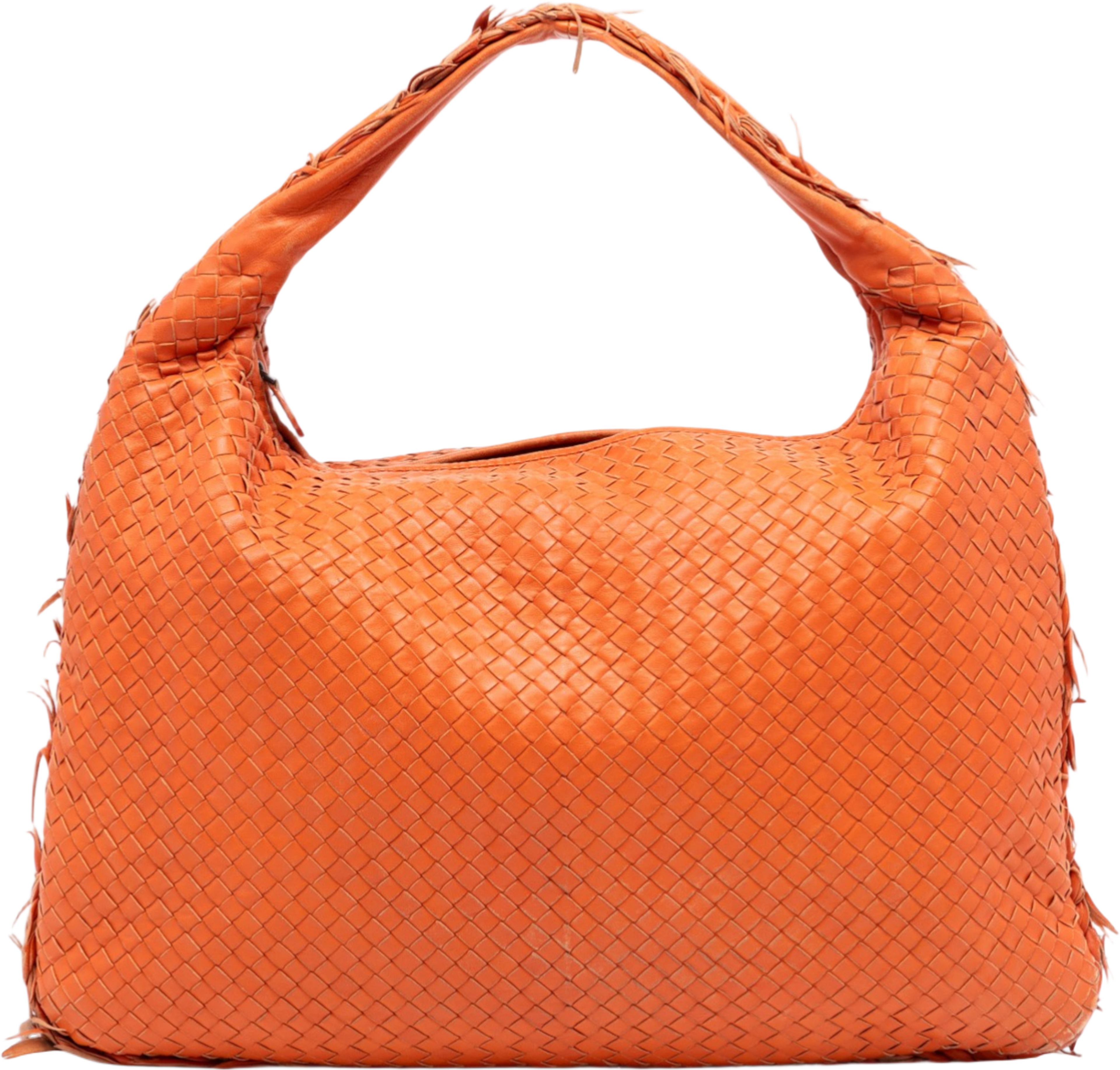 Bottega Veneta Large Nappa Intrecciato Fuzzy Veneta Hobo, från Luxclusif, i färgen orange. Klicka för att öppna bilden i stort format