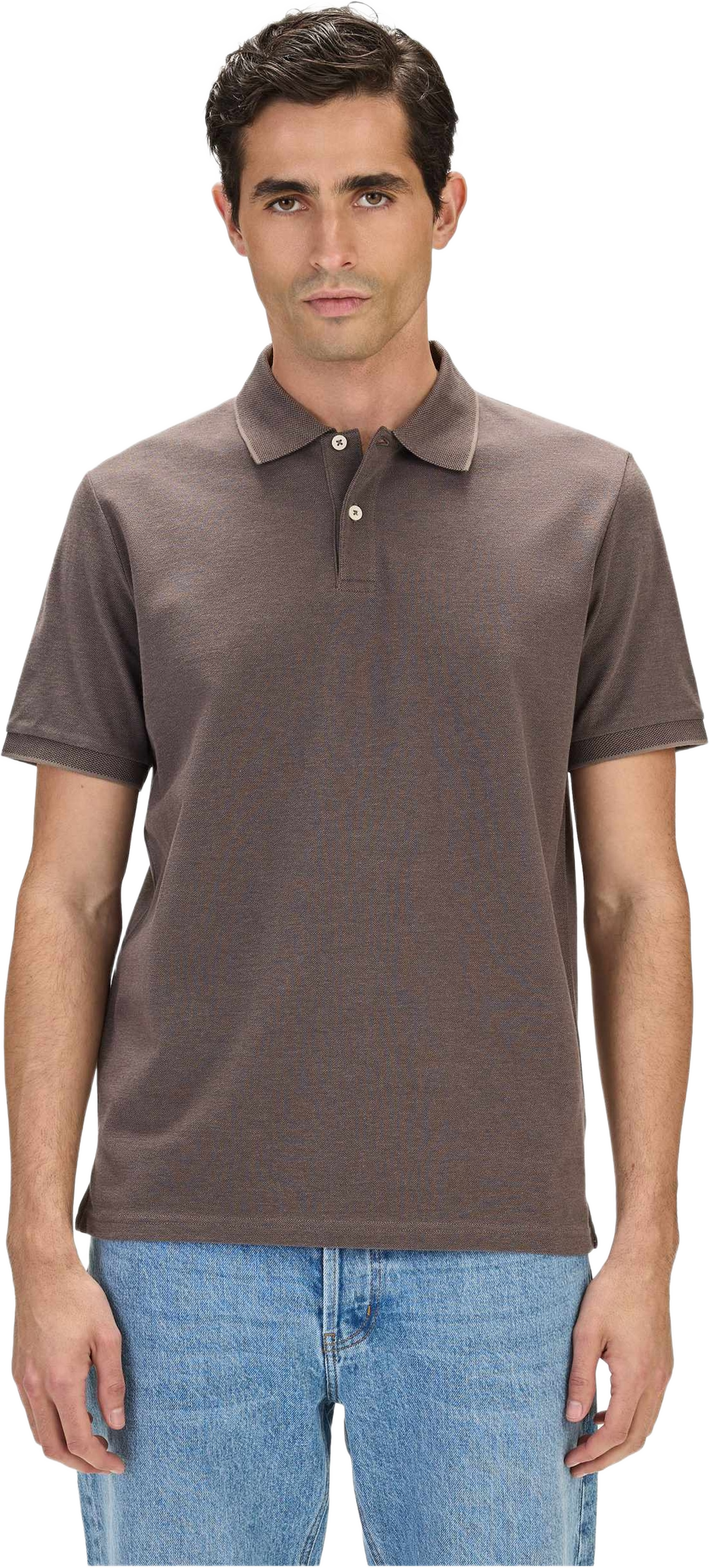 Cotton S/s Jersey Polo (ove), från John Henric, i färgen brown. Klicka för att öppna bilden i stort format