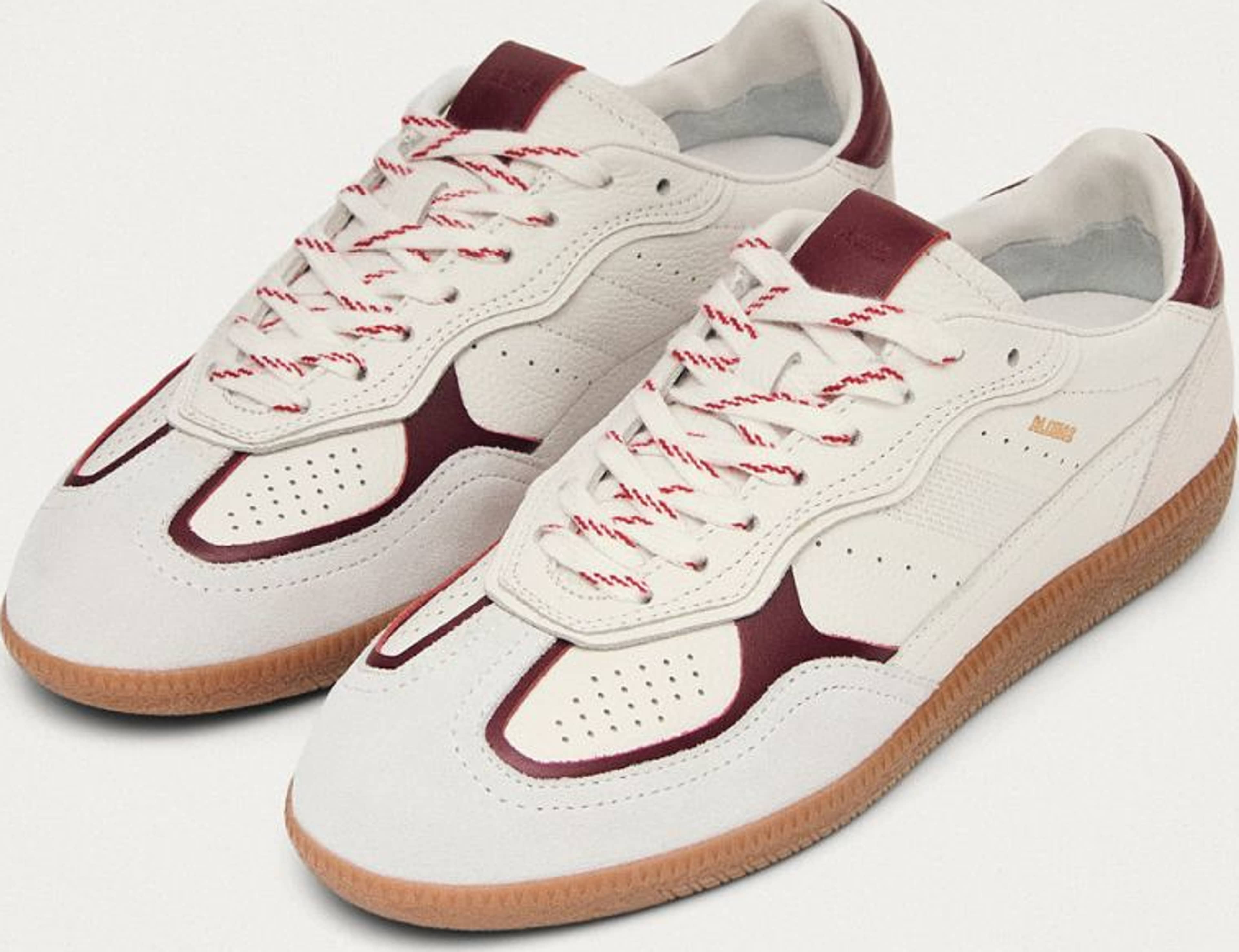 Tb.490 Rife Grain White Burgundy Leather Sneakers