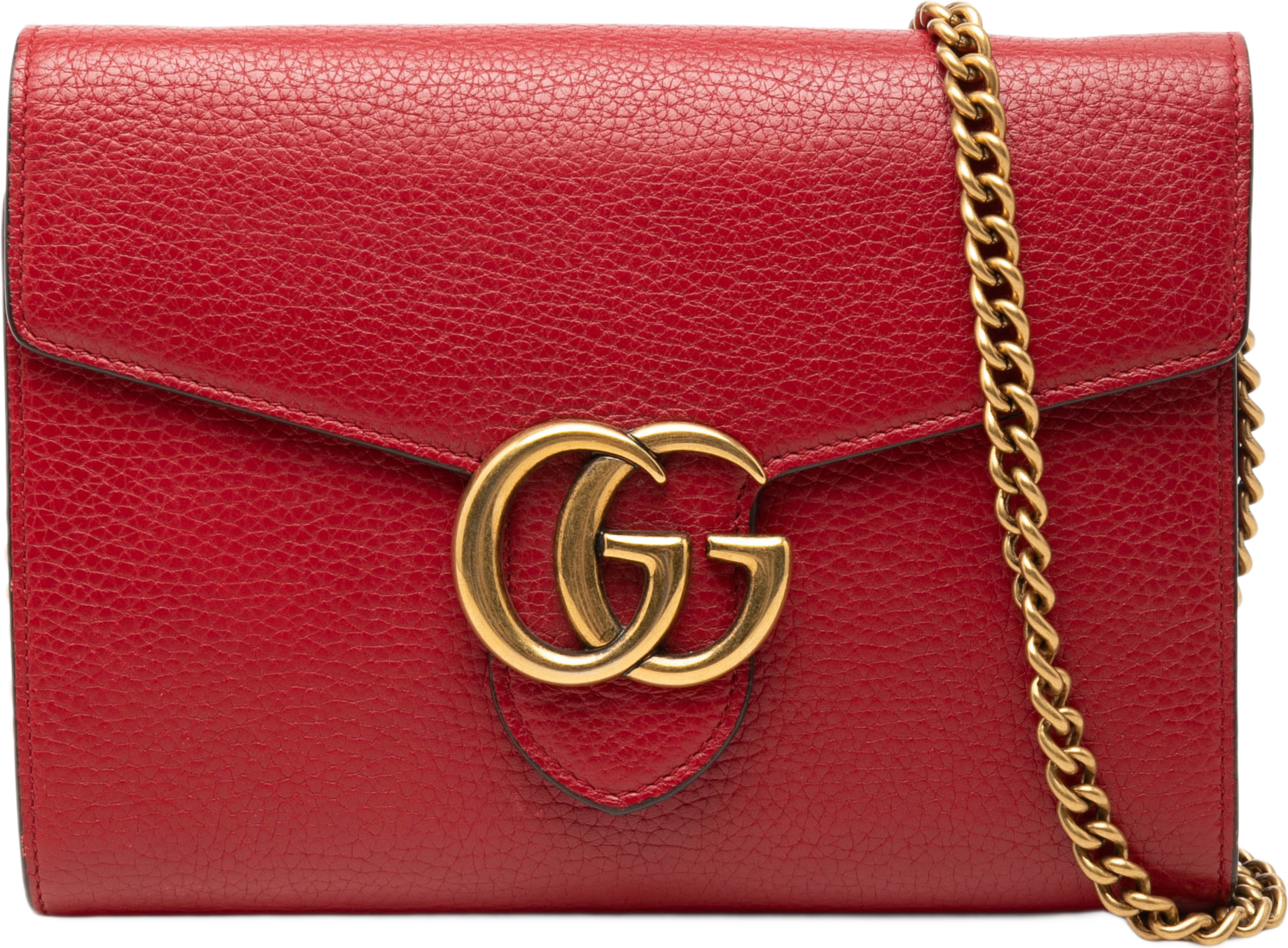 Gucci Gg Marmont Calfskin Wallet On Chain, från Luxclusif, i färgen röd. Klicka för att öppna bilden i stort format
