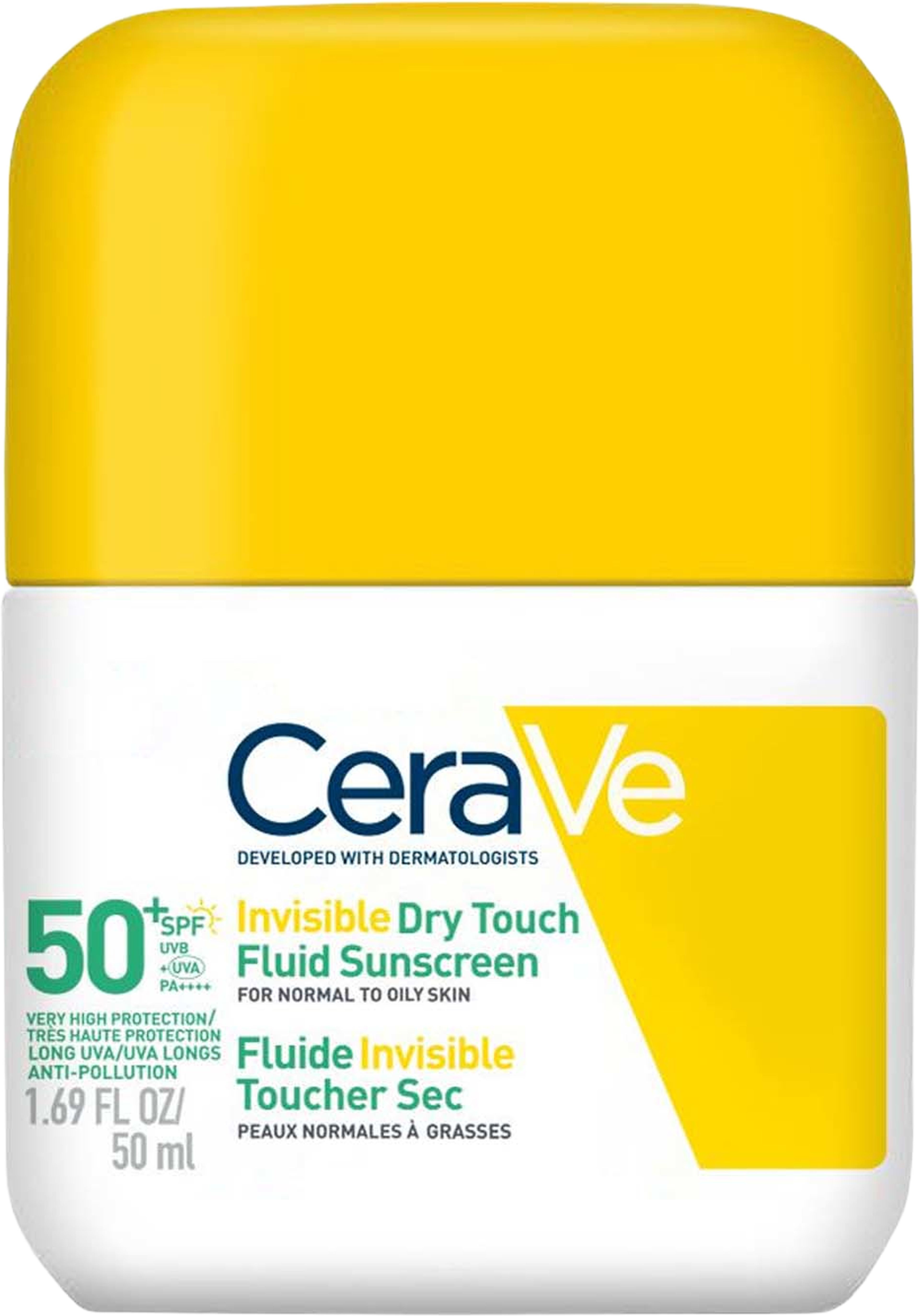 Invisible Dry Touch Fluid Sunscreen SPF50+, från CeraVe. Klicka för att öppna bilden i stort format