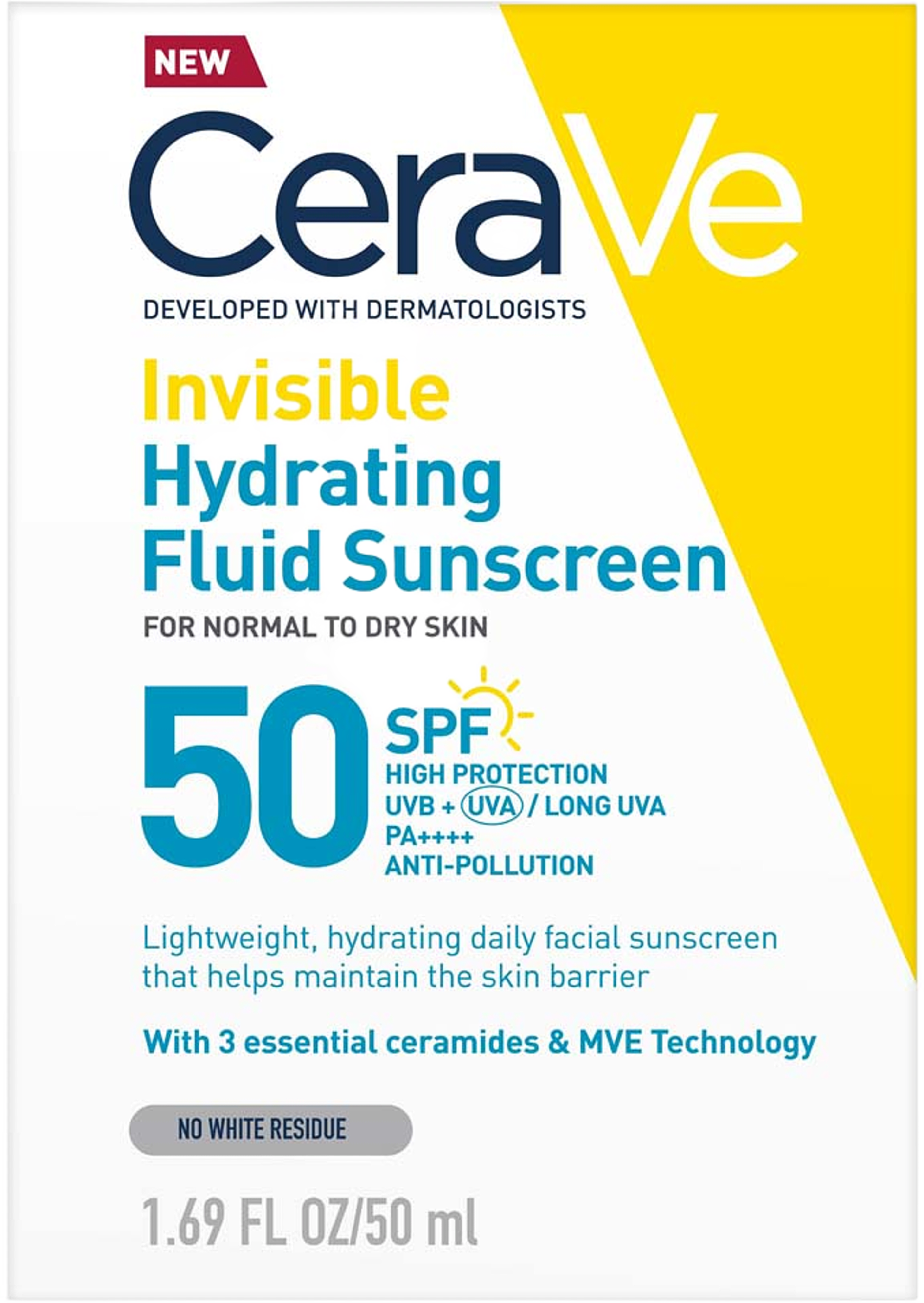 Invisible Hydrating Fluid Sunscreen SPF50, från CeraVe. Klicka för att öppna bilden i stort format