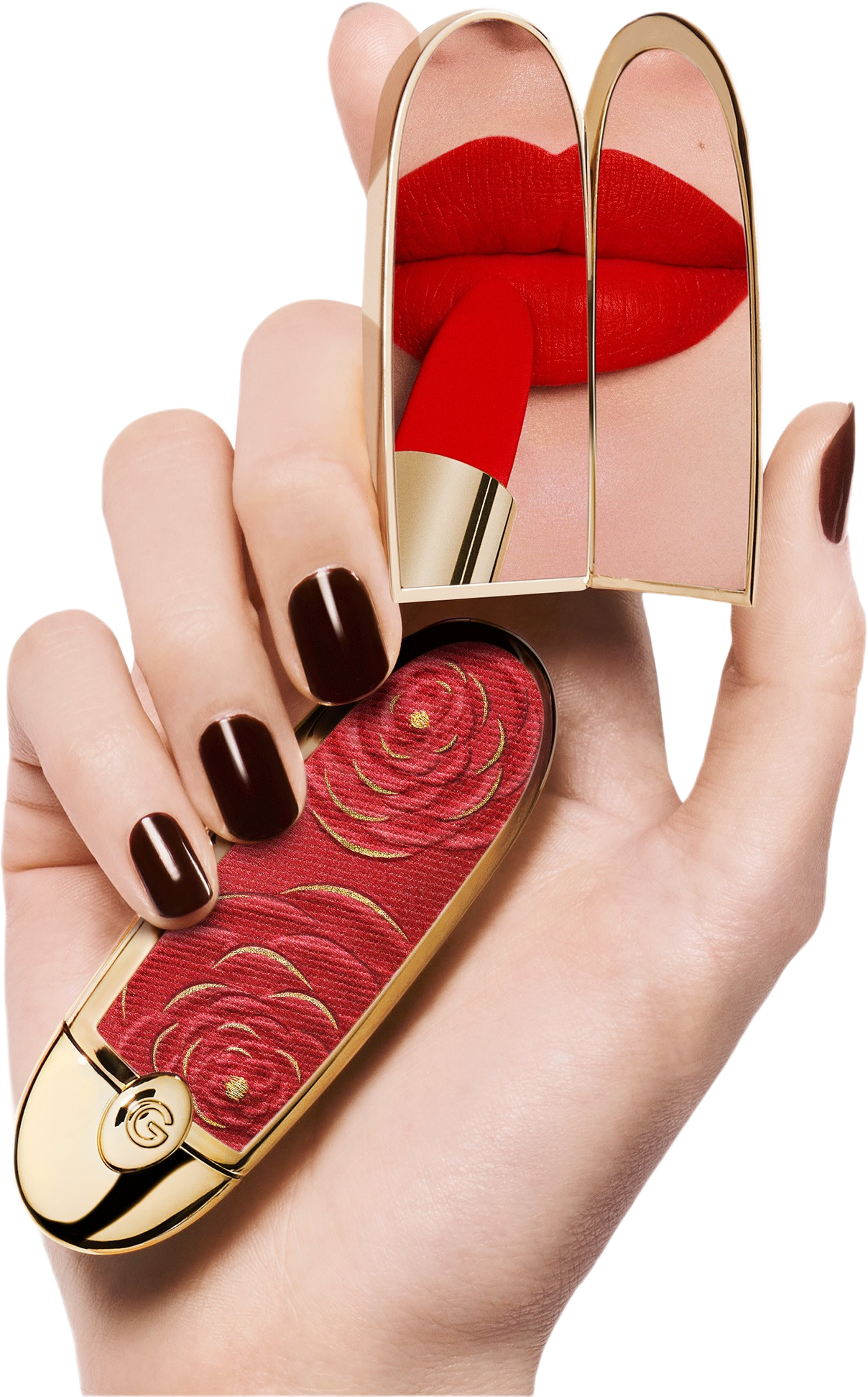 Rouge G The double mirror case, från Guerlain, i färgen Red Rose. Klicka för att öppna bilden i stort format