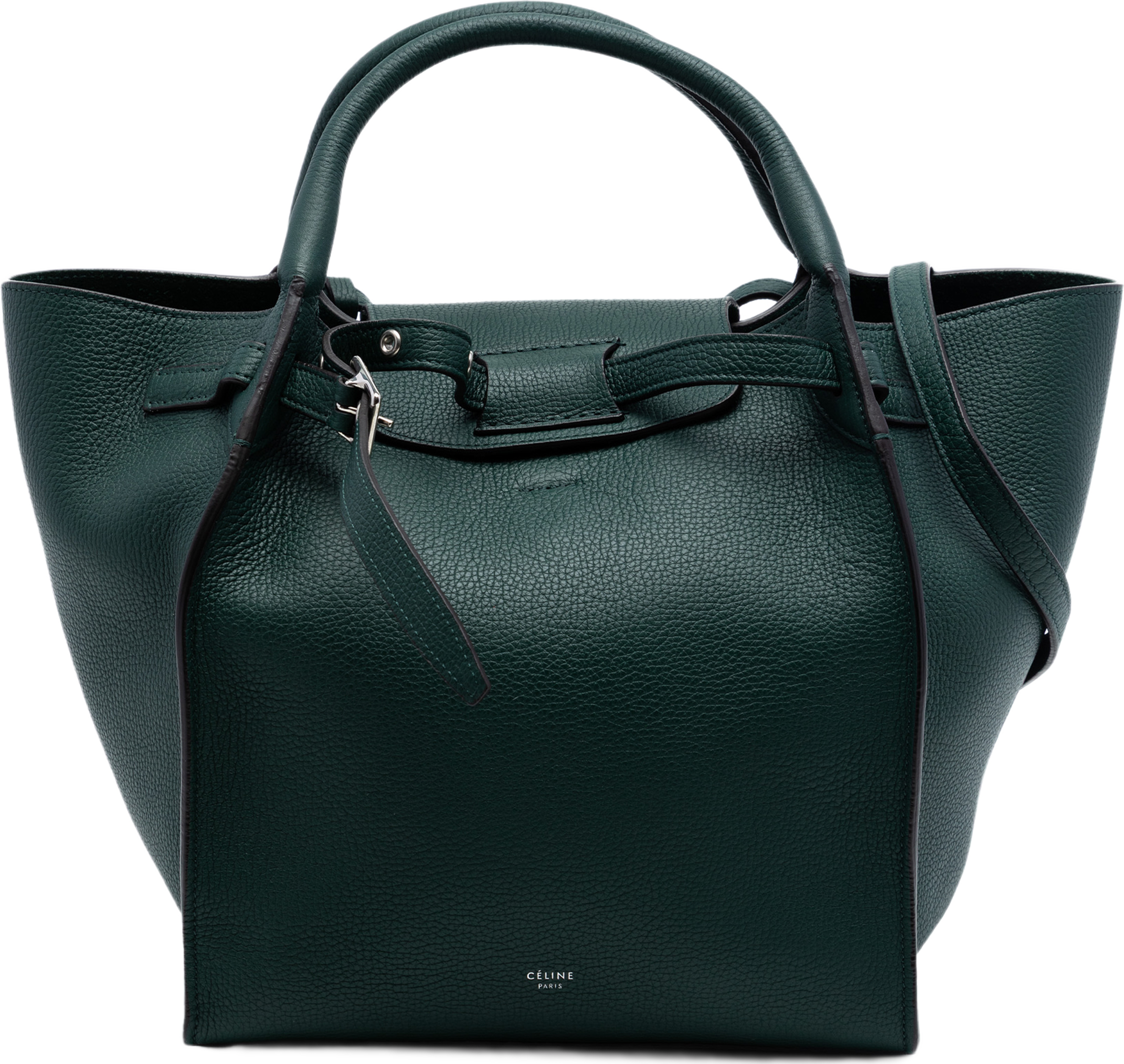 Celine Small Grained Calfskin Big Bag, från Luxclusif, i färgen dark green. Klicka för att öppna bilden i stort format