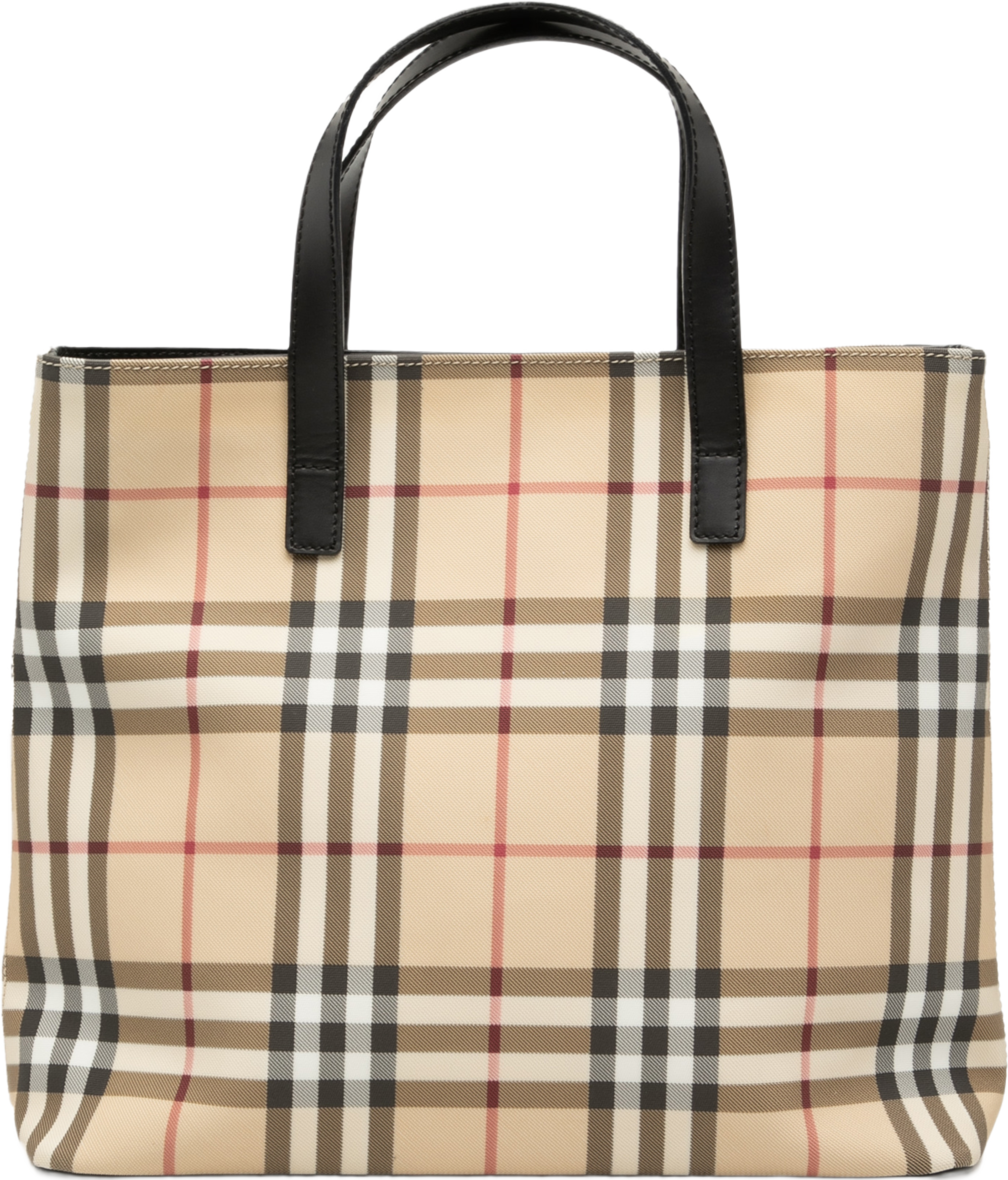 Burberry House Check Coated Canvas Tote, från Luxclusif, i färgen svart. Klicka för att öppna bilden i stort format