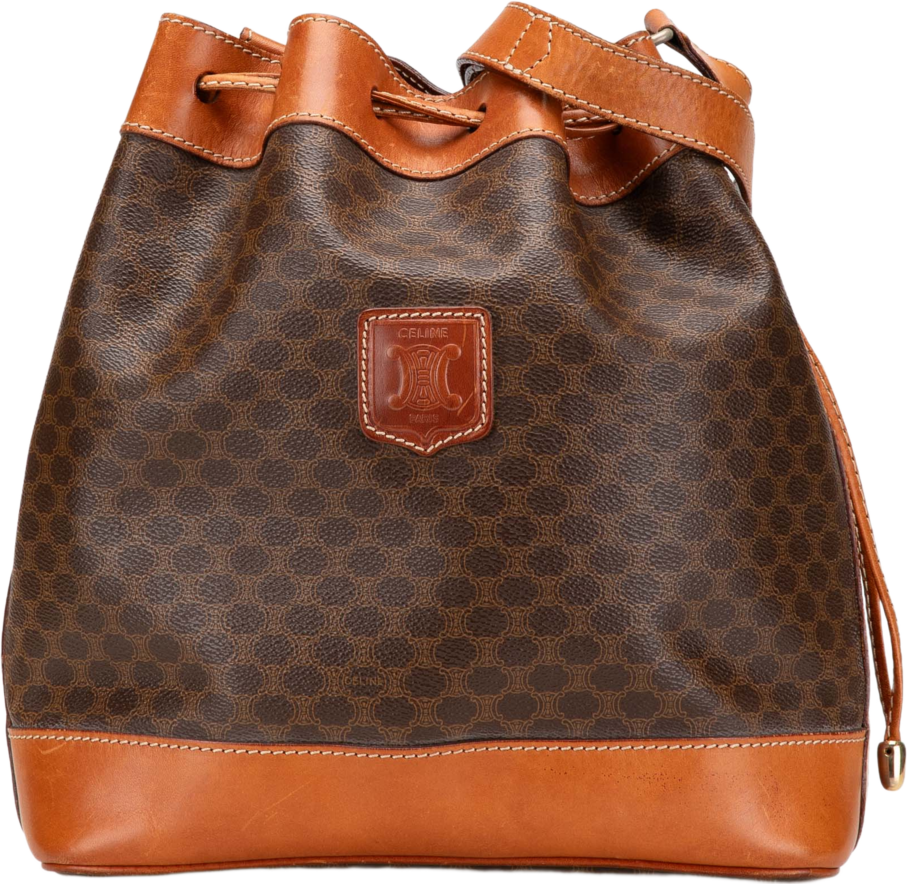 Celine Macadam Coated Canvas Drawstring Bucket Bag
