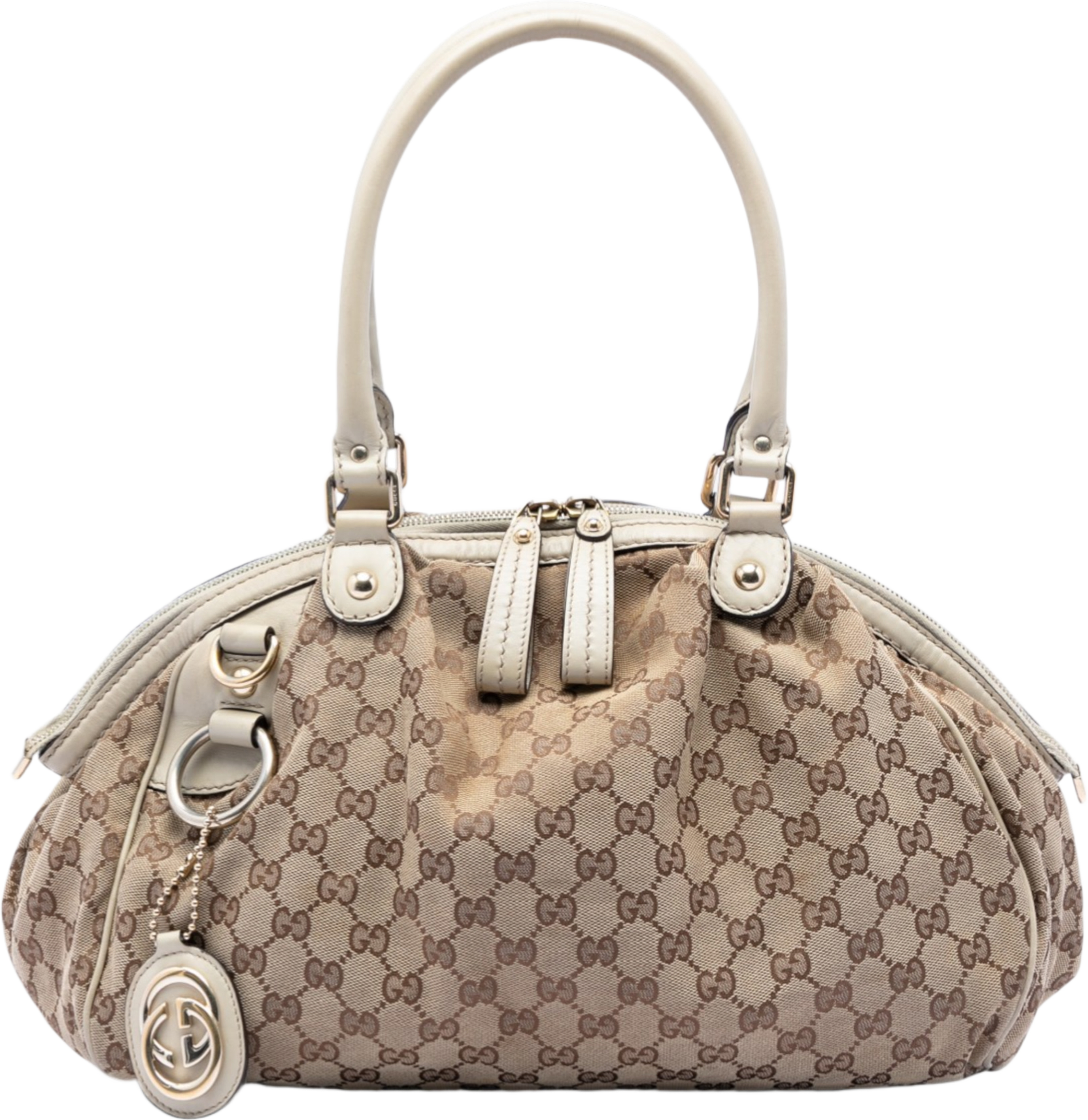 Gucci Gg Canvas Sukey Satchel, från Luxclusif, i färgen beige. Klicka för att öppna bilden i stort format