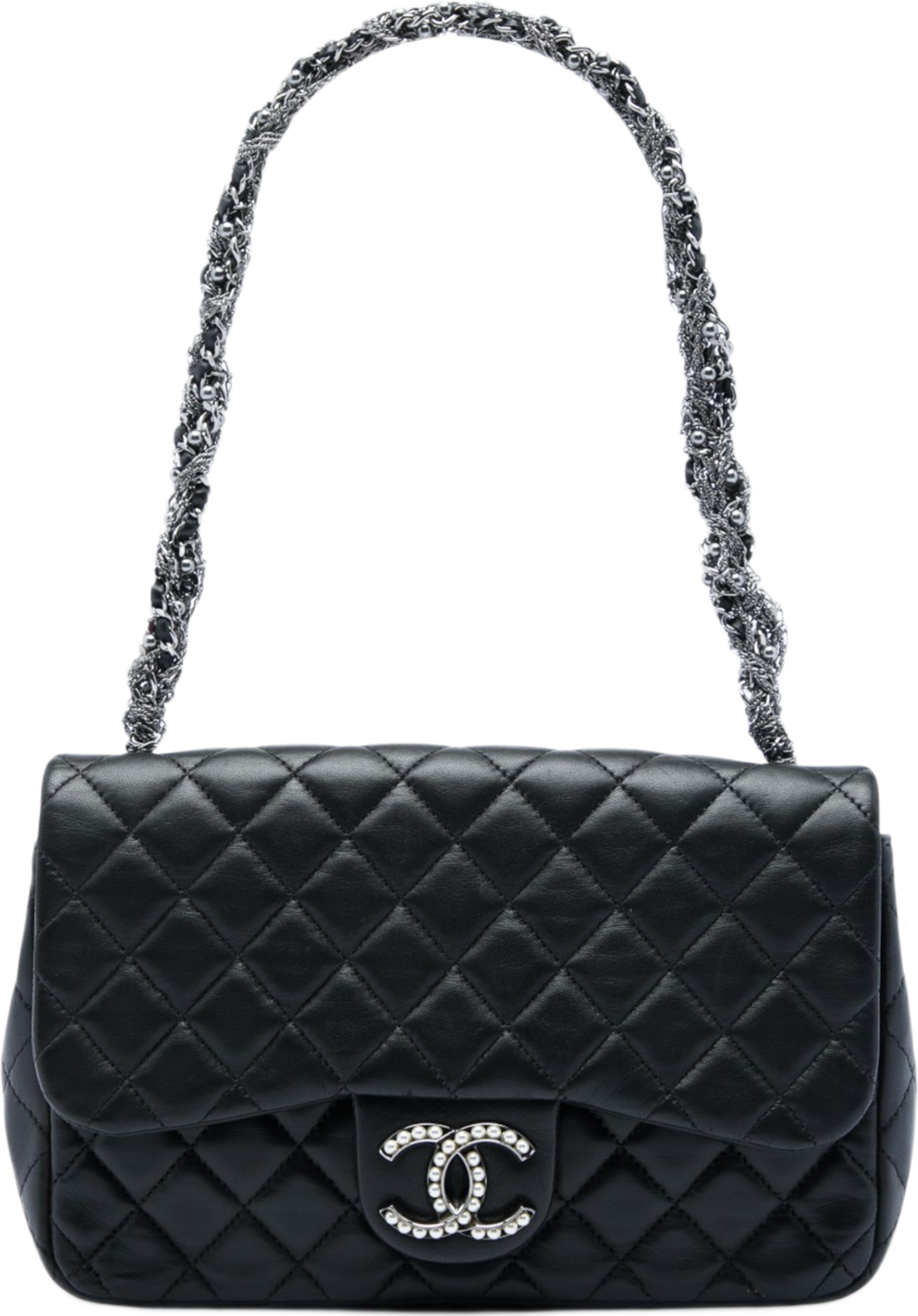 Chanel Medium Quilted Lambskin Westminster Pearl Flap, från Luxclusif, i färgen svart. Klicka för att öppna bilden i stort format