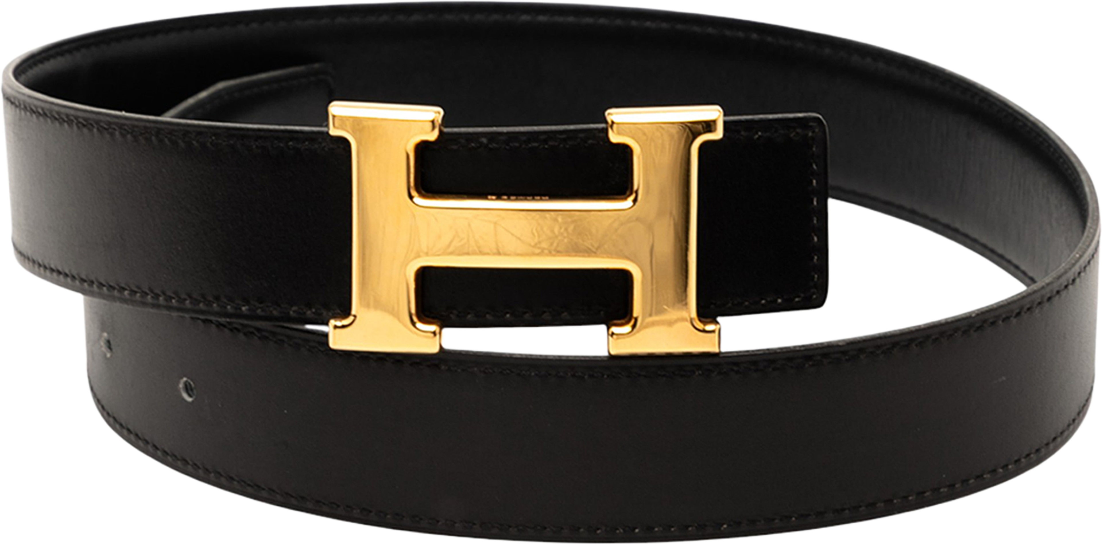 Hermès Box Calf Constance Belt, från Luxclusif, i färgen black. Klicka för att öppna bilden i stort format