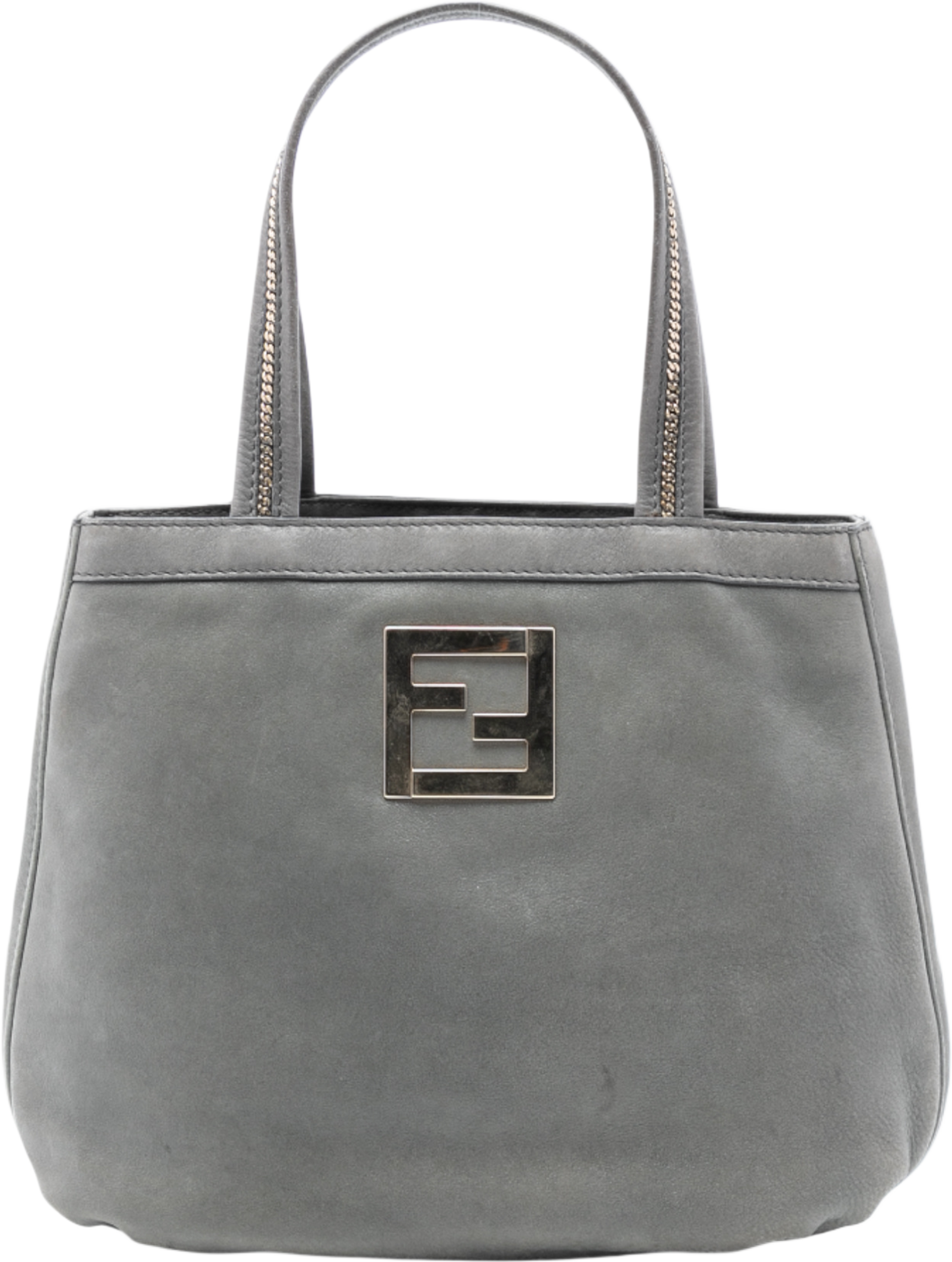 Fendi Nubuck Ff Chains Tote, från Luxclusif, i färgen gray. Klicka för att öppna bilden i stort format