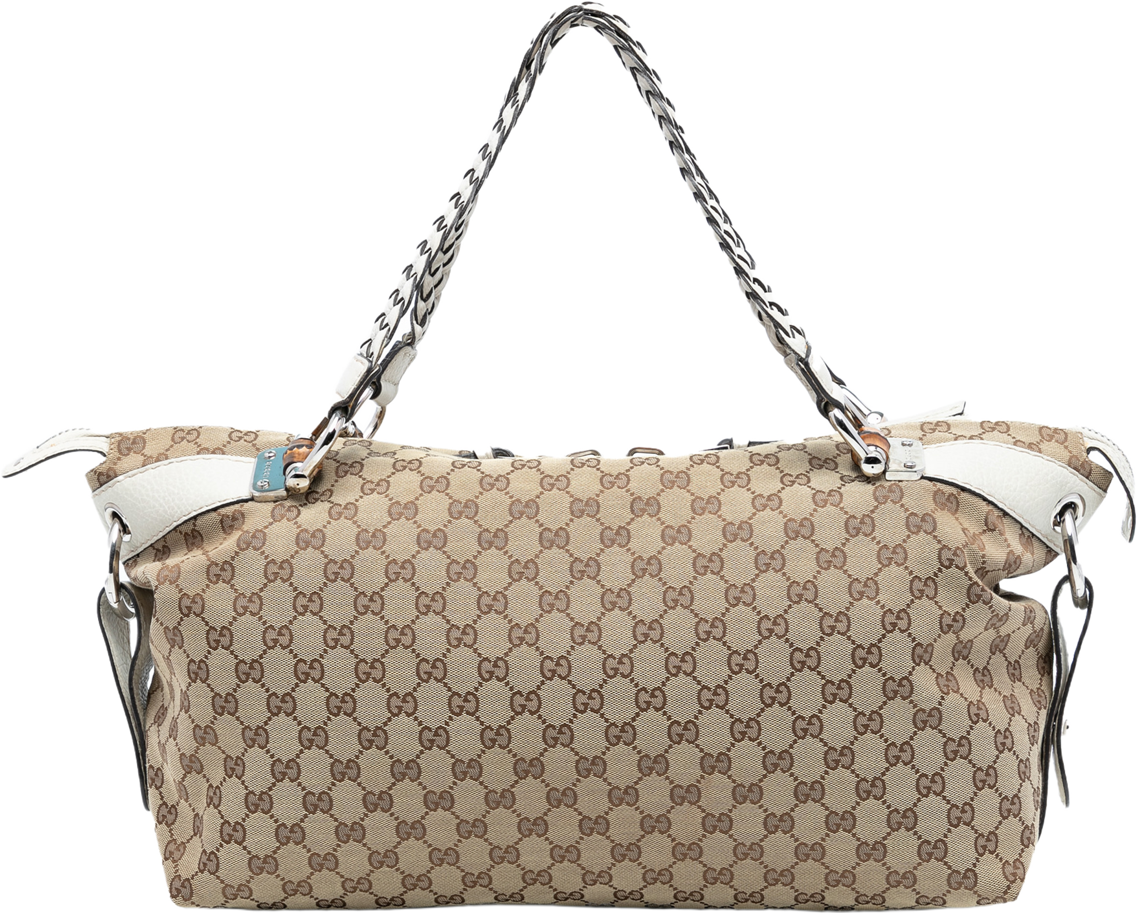 Gucci Medium Gg Canvas Bamboo Bar Tote, från Luxclusif, i färgen beige. Klicka för att öppna bilden i stort format