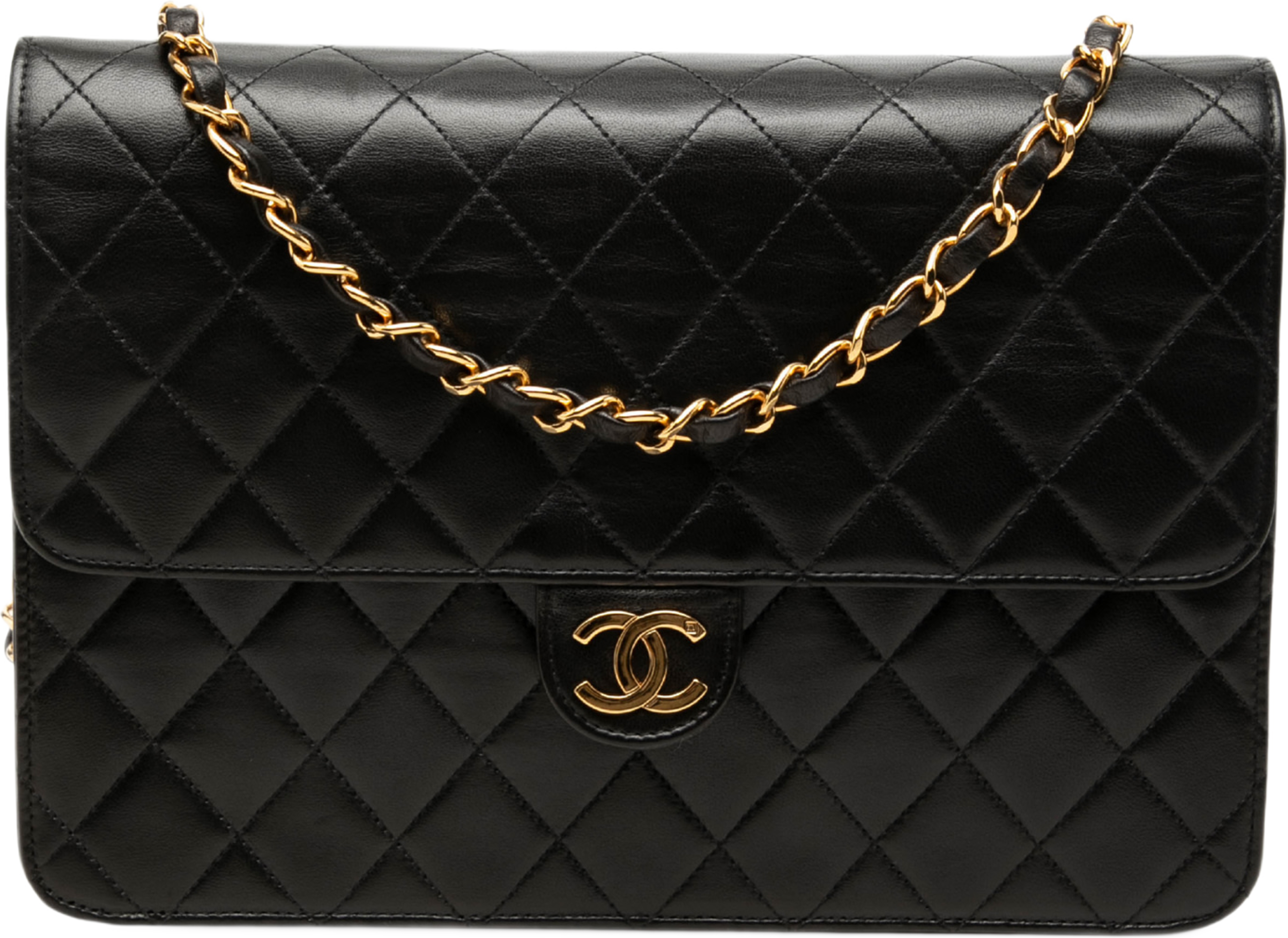 Chanel Medium Cc Quilted Lambskin Single Flap, från Luxclusif, i färgen svart. Klicka för att öppna bilden i stort format