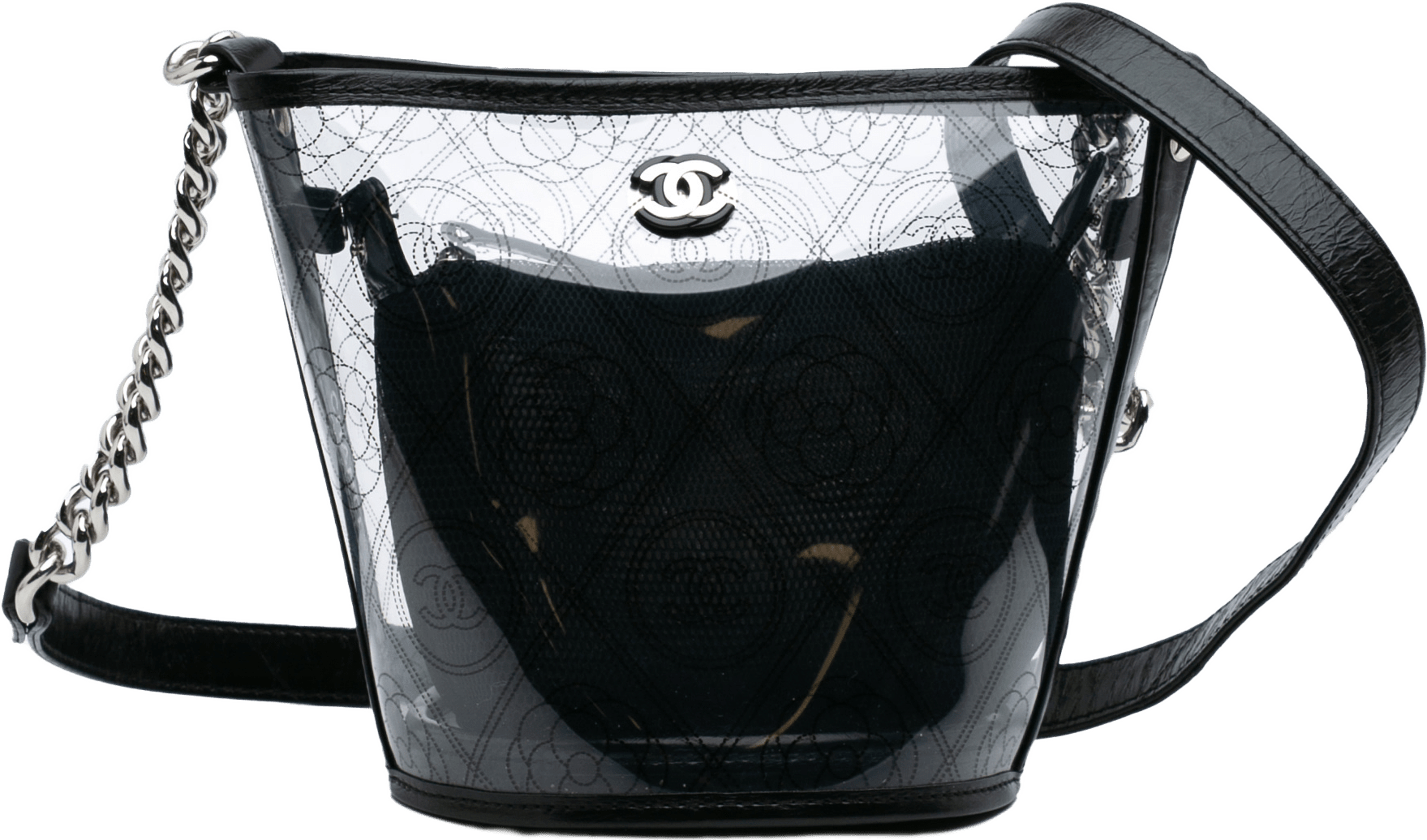 Chanel Small Pvc And Crumpled Calfskin Camellia Coco Bucket Bag