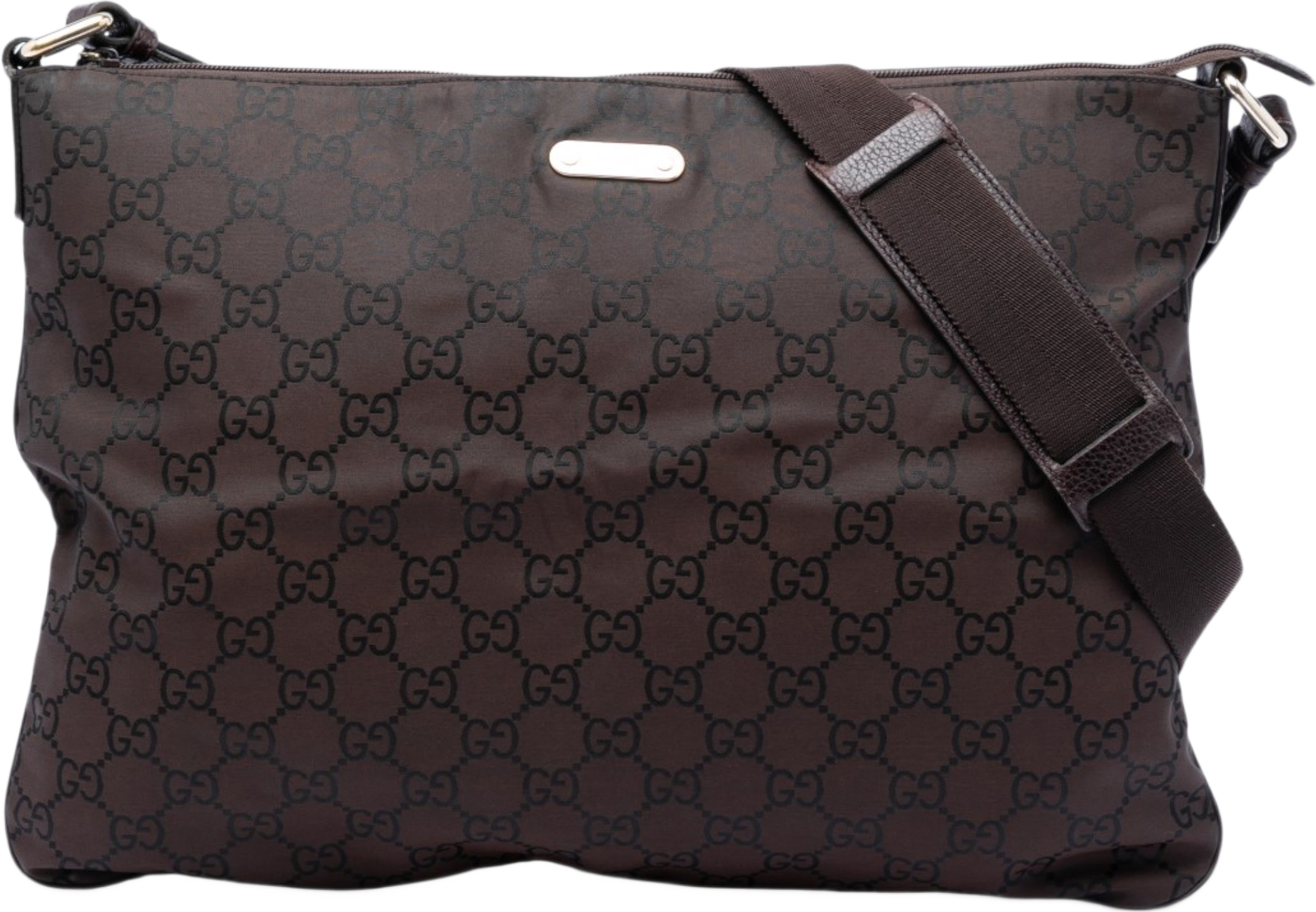 Gucci Gg Nylon Crossbody, från Luxclusif, i färgen dark brown. Klicka för att öppna bilden i stort format