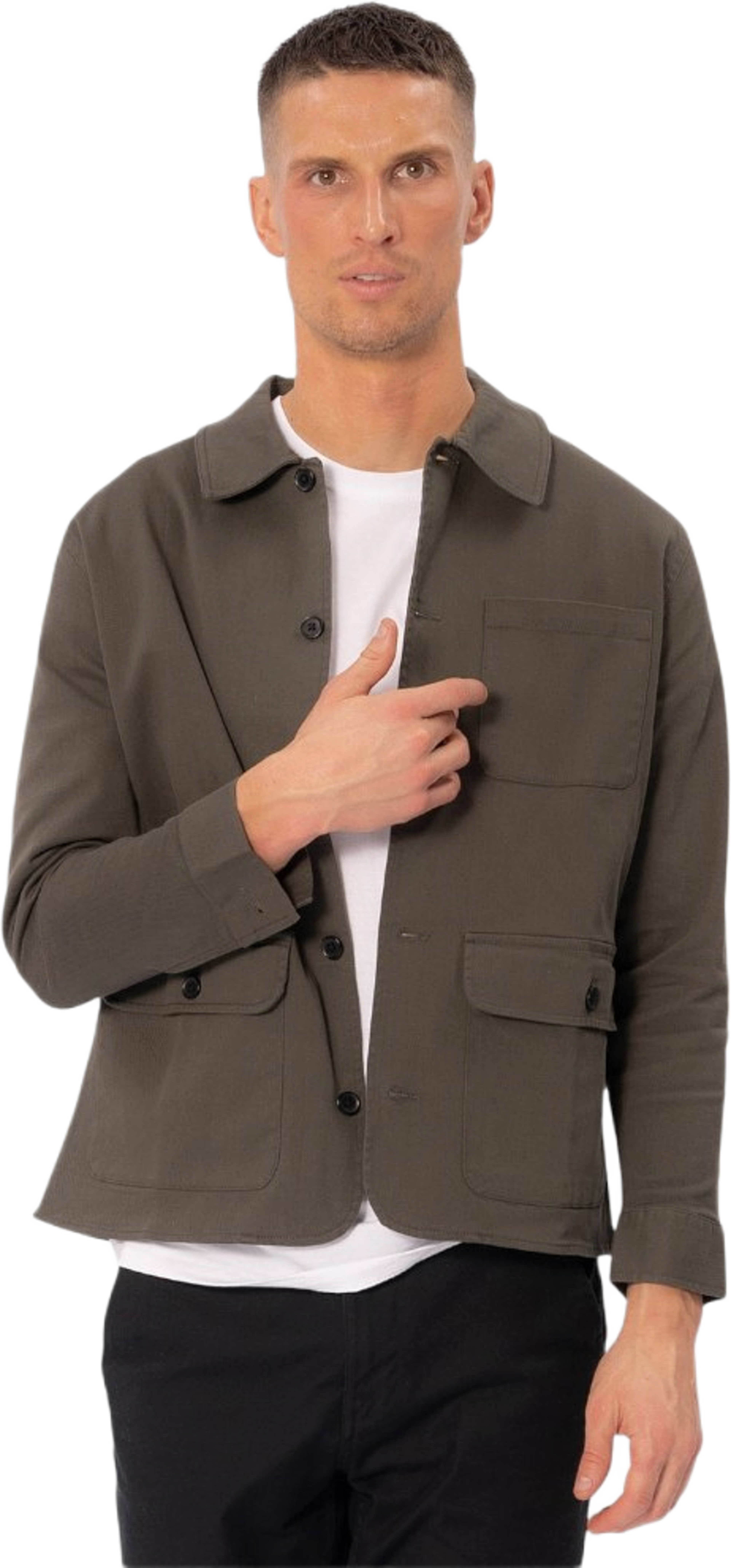 Twill Shirt Jacka, från TeeShoppen, i färgen mörk oliv. Klicka för att öppna bilden i stort format