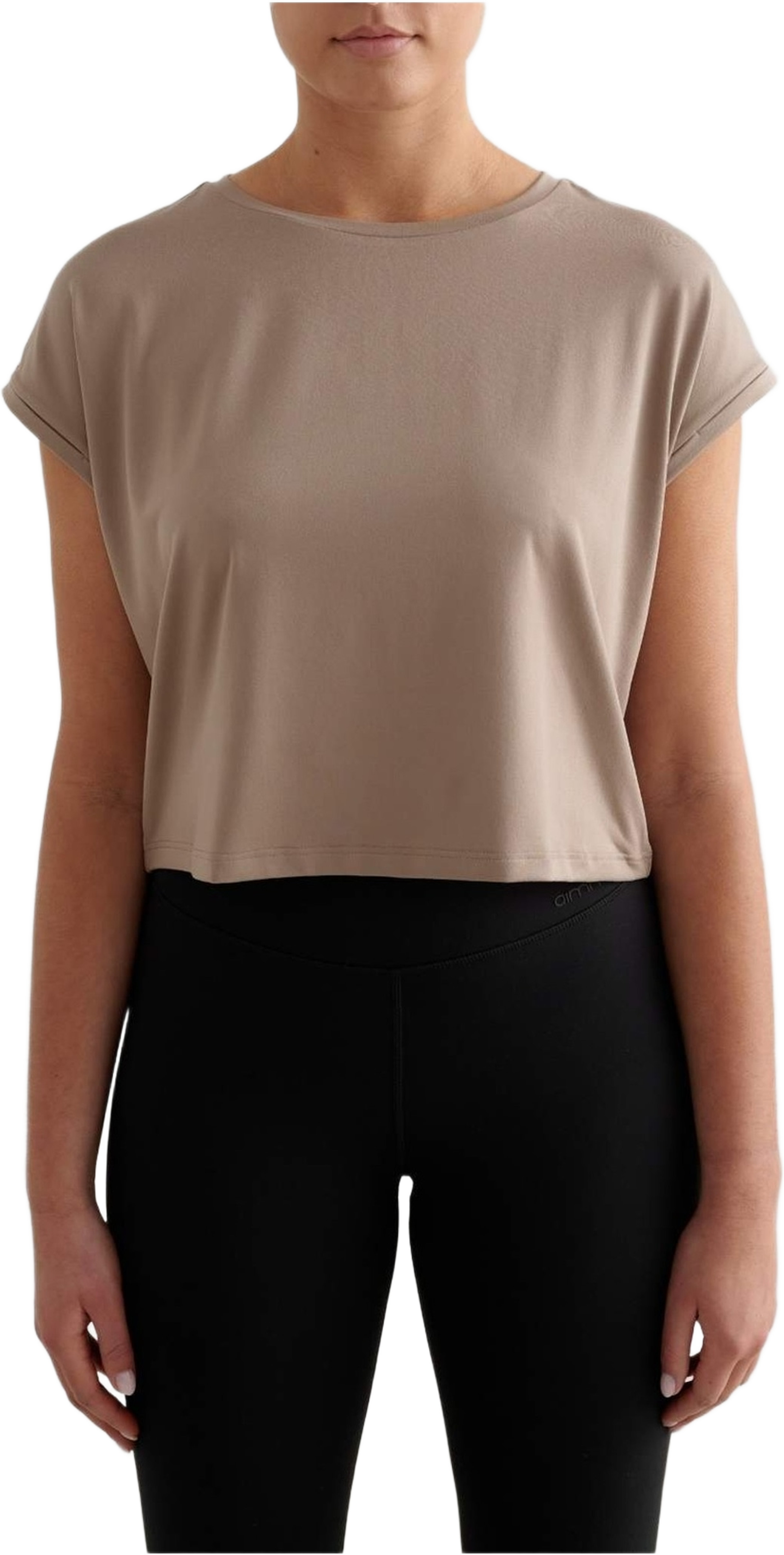 Soft Basic Roll Sleeve Top, från aim'n, i färgen espresso. Klicka för att öppna bilden i stort format